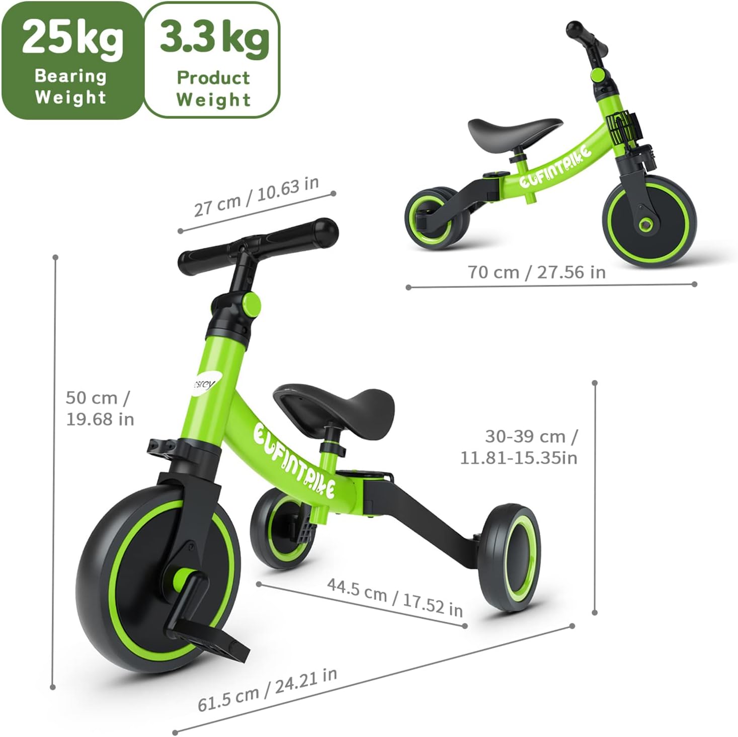 besrey 5 en 1 Tricycle Enfant bébé évolutif 1-4 Ans,Vélo Draisienne,Vélo sans Pédale,Noir