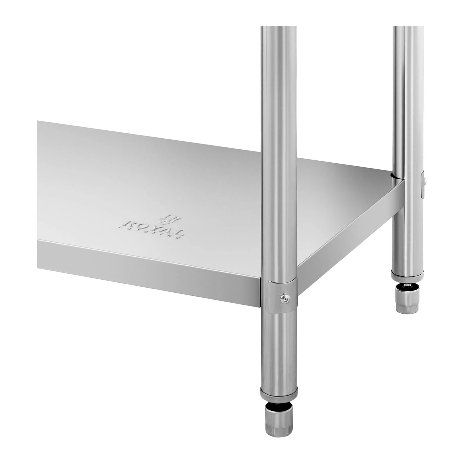 Table de travail acier inoxydable avec dosseret - 200 x 90 x 16.5 cm - 240 kg - 2 tablettes 14_0007309