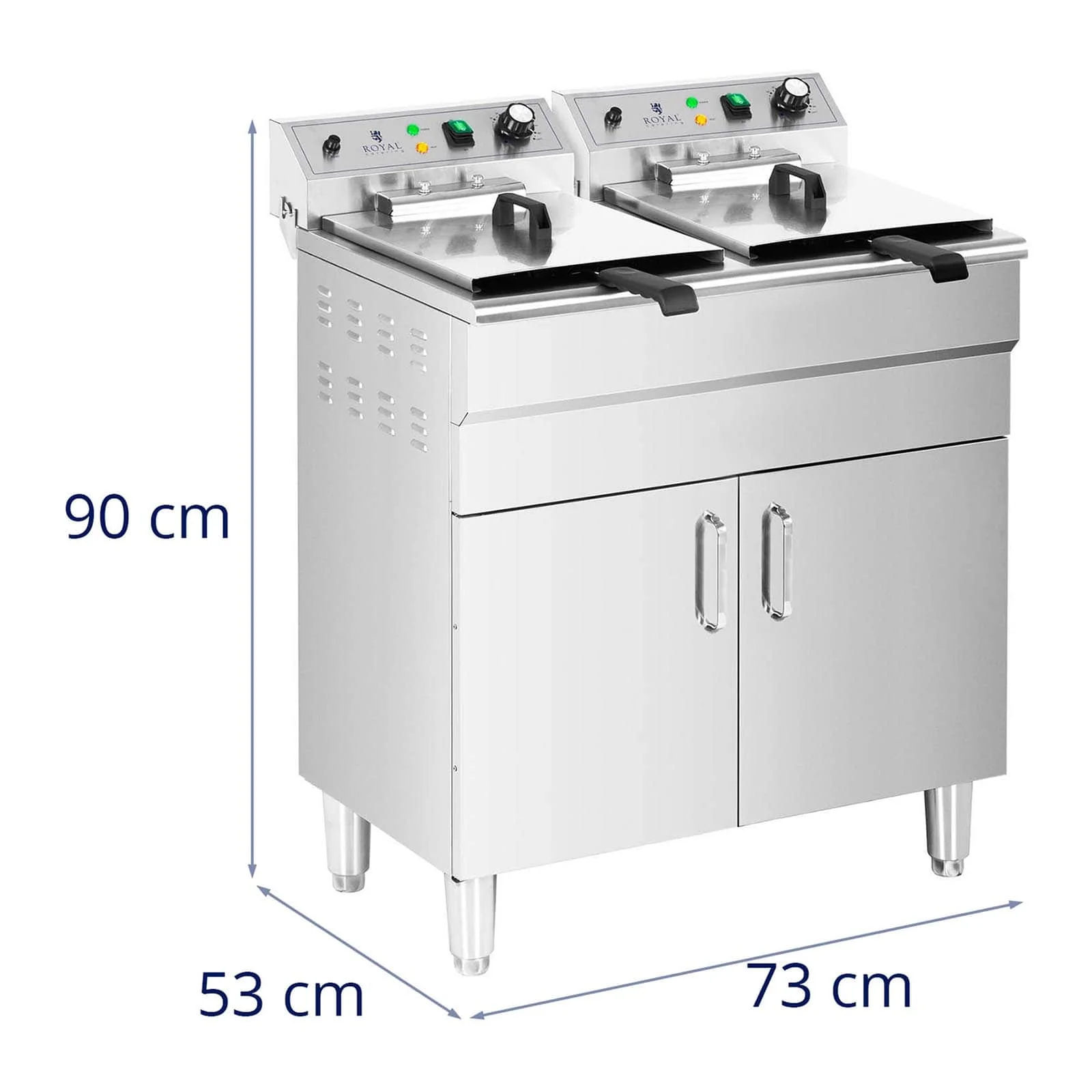 Friteuse électrique double 26 litres 10 000 watts robinet zone froide armoire professionnel acier inoxydable 14_0003983