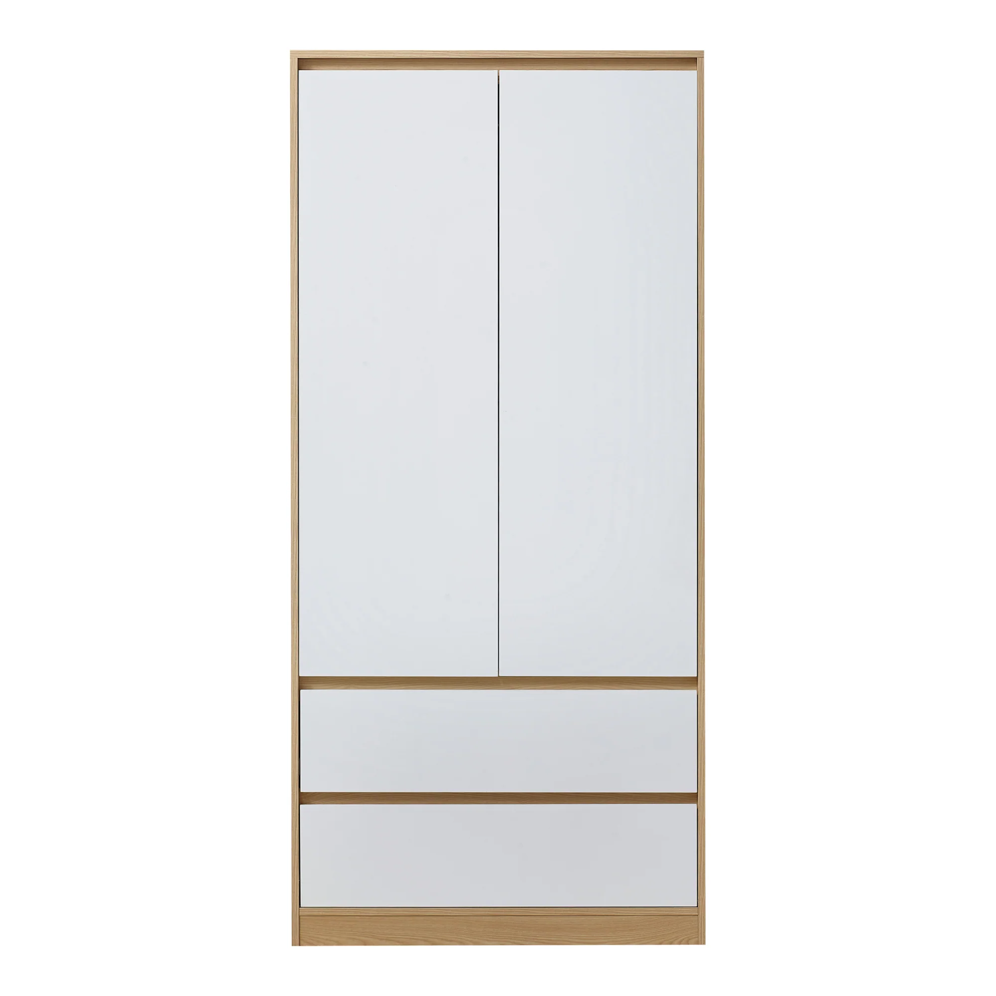 Armoire de chambre garde-robe moderne meuble de rangement intemporel avec 2 tiroirs MDF 176 x 80 x 52 cm effet chêne blanc 03_0006362