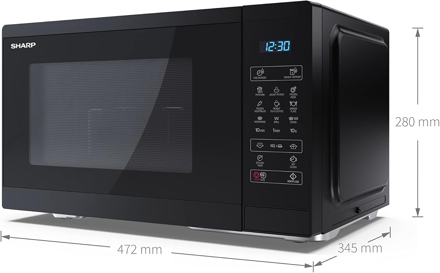 Sharp YC-MG252AE-B, Four micro-ondes, Noir de 25 litres avec gril