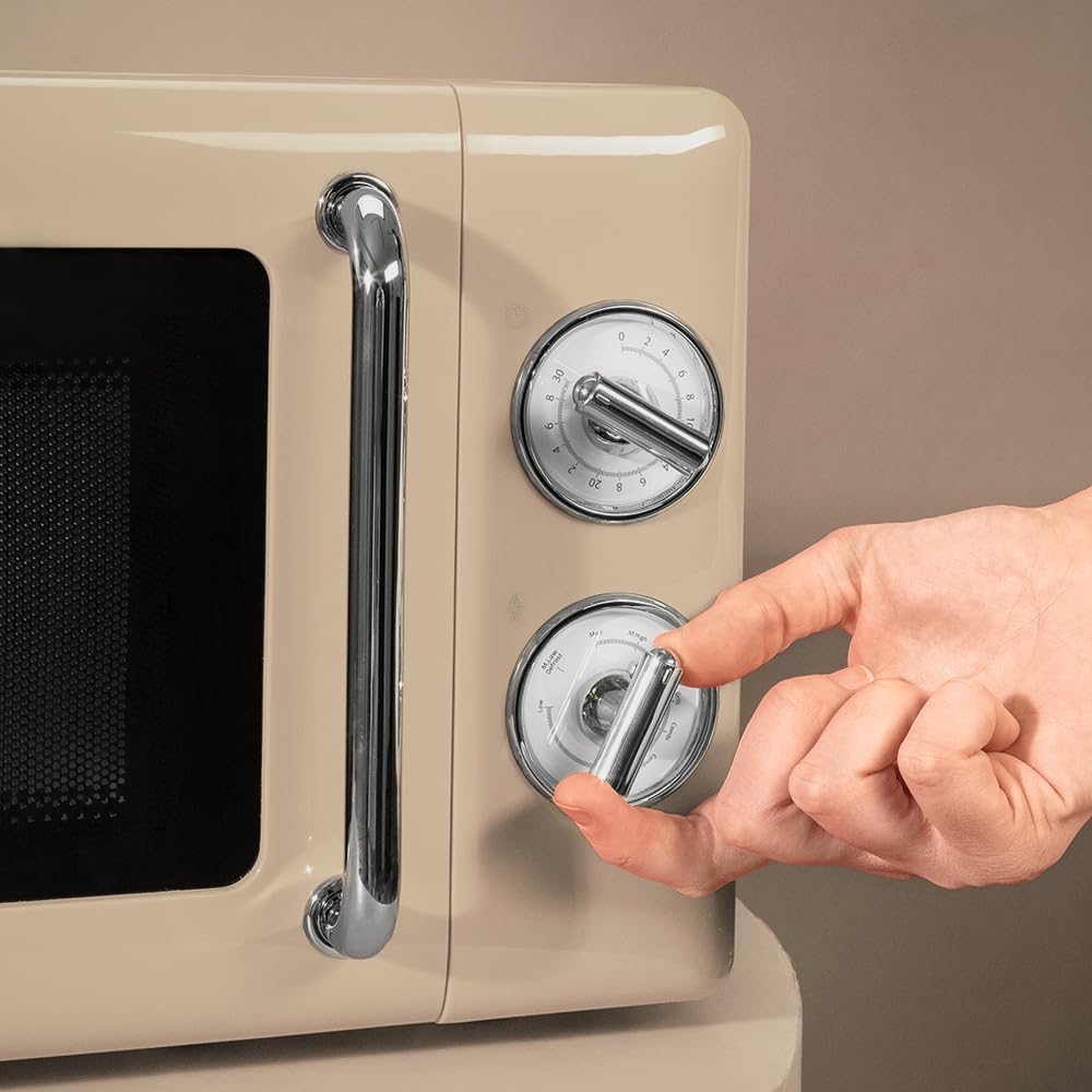 Cecotec Micro-Ondes Mécanique avec Grill Proclean 3110 Retro Bleu. 20 L, 700 W en 6 niveaux, minuterie jusqu'à 30 minutes, mode dégivrage, design vintage bleu, finitions en acier.