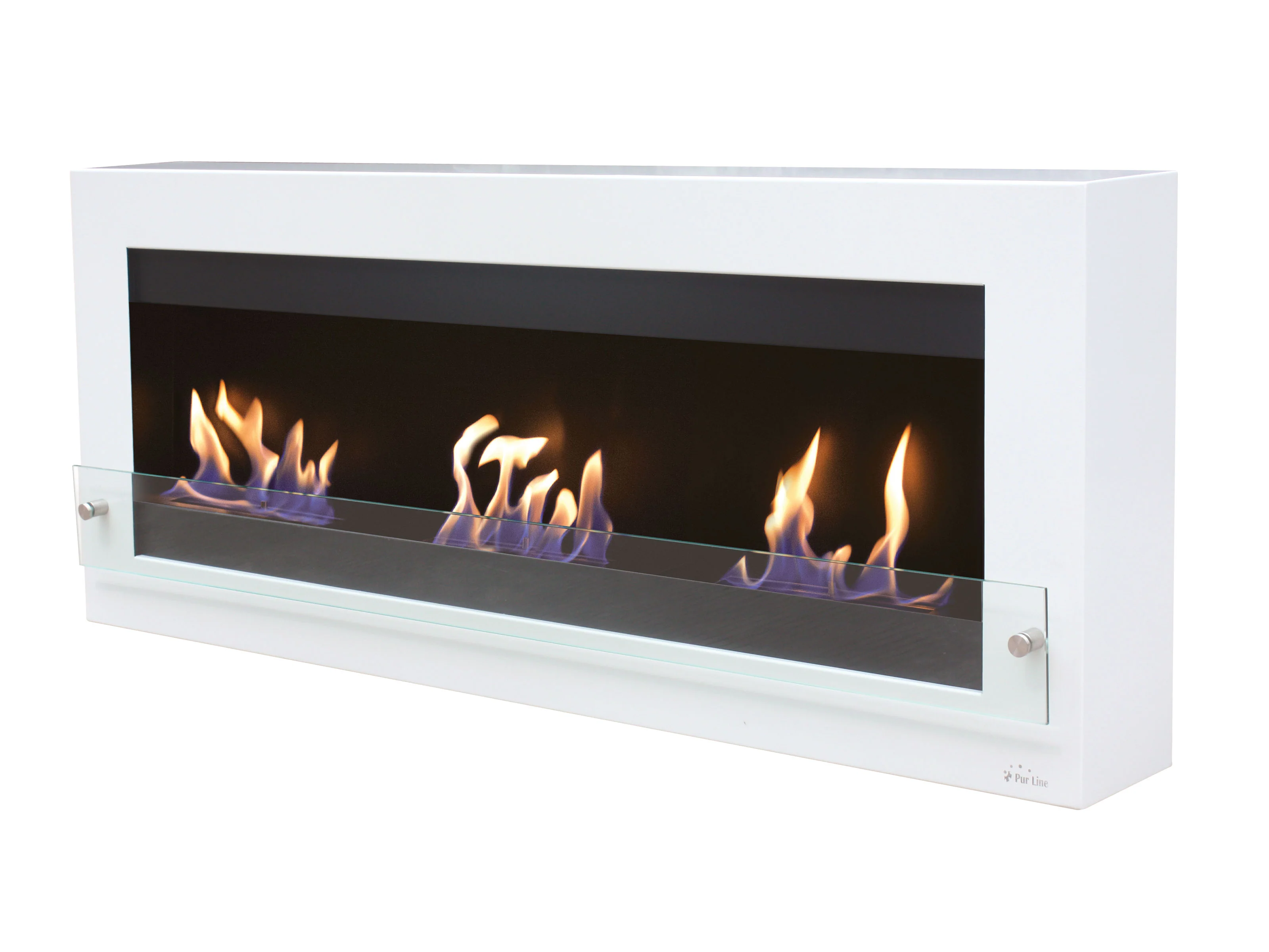 Cheminée à l'éthanol grand format avec 3 feux et verre décoratif