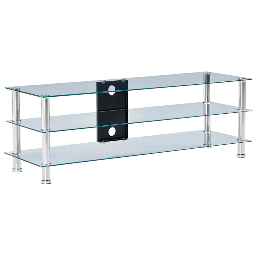 Meuble télé buffet tv télévision design pratique transparent 120 cm verre trempé 2502216