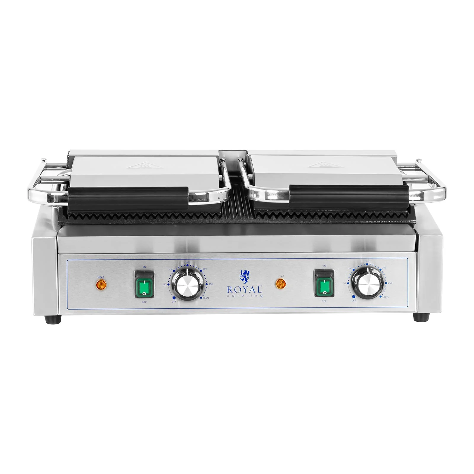 Machine à panini grill double 3 600 watts rainurée appareil de cuisson professionnel acier inoxydable 14_0004004