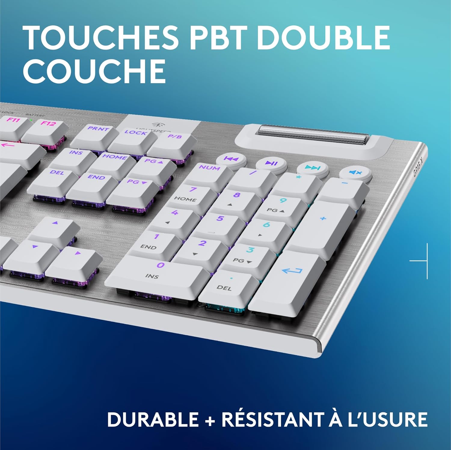 Logitech G915 TKL Tenkeyless LIGHTSPEED Clavier Gamer Mécanique, Switch ultra-plat GL Tactile, RGB LIGHTSYNC, Design élégant et mince, 40+ heures de jeu, Franais AZERTY - Noir