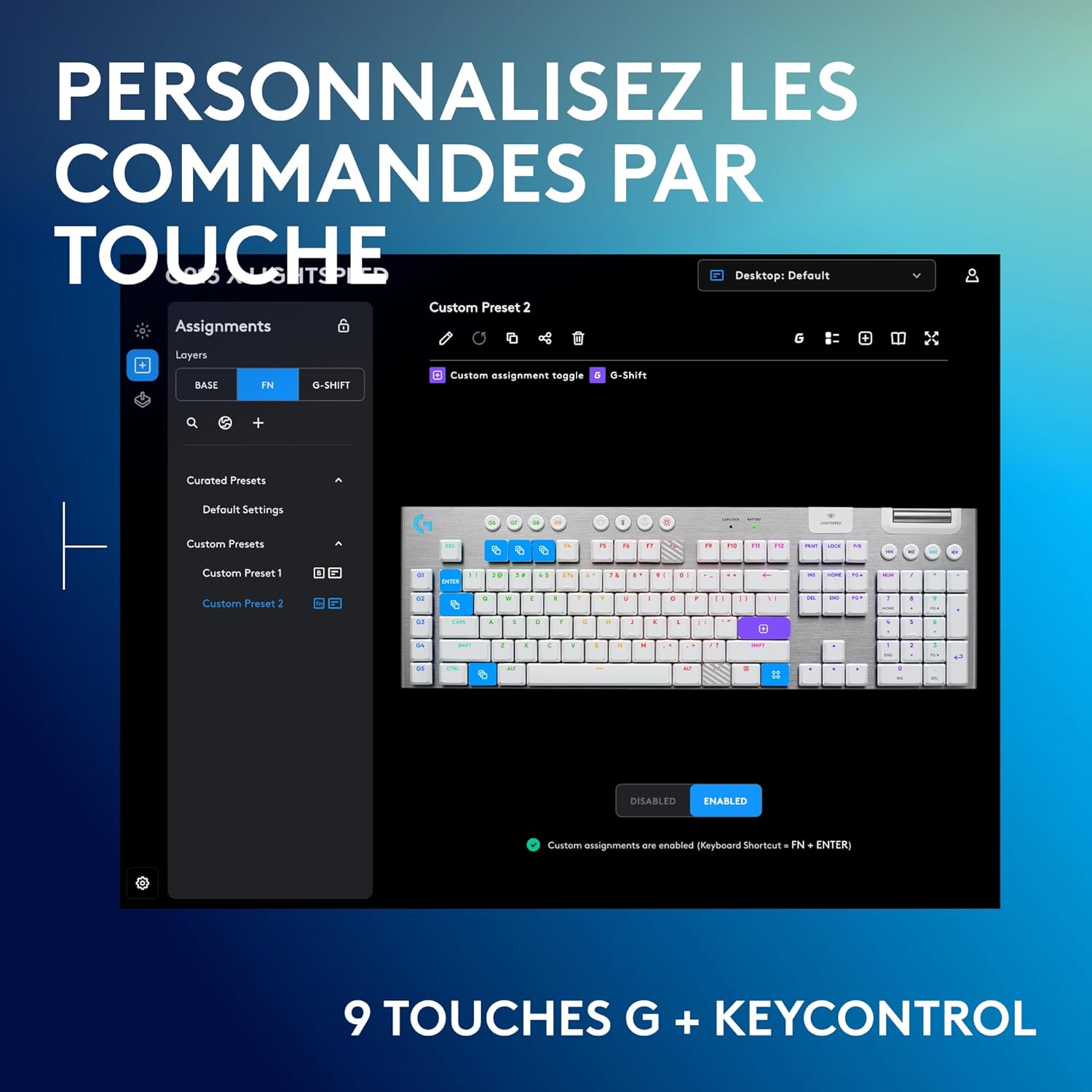 Logitech G915 TKL Tenkeyless LIGHTSPEED Clavier Gamer Mécanique, Switch ultra-plat GL Tactile, RGB LIGHTSYNC, Design élégant et mince, 40+ heures de jeu, Franais AZERTY - Noir