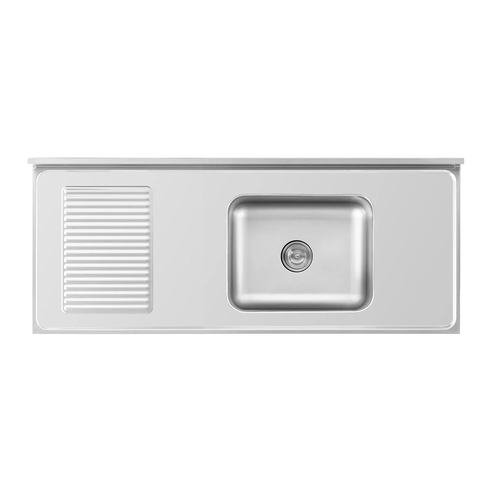 Plonge en inox professionnelle sur meuble bas armoire placard avec évier acier inoxydable (1 bac: 500 x 400 x 240 mm, hauteur du dosseret: 100 mm, pieds réglables) 14_0005019