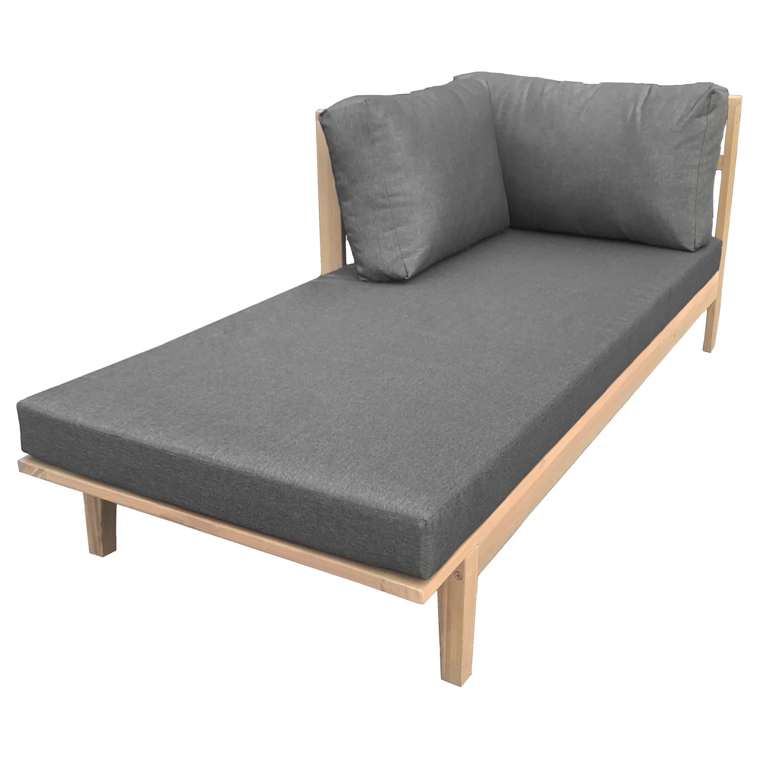 Salon de jardin en acacia 4 places PANGKOR - coussins gris Happy Garden