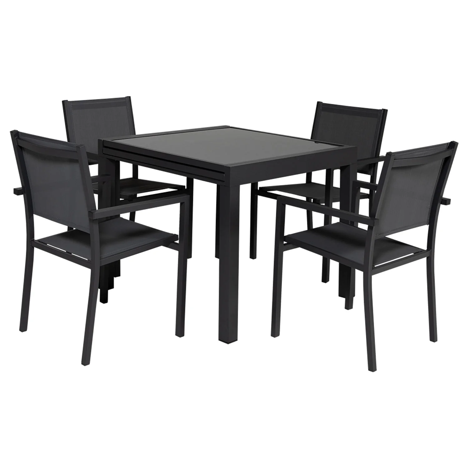 Salon de jardin LAMPEDUSA extensible en textilène gris 8 places - aluminium anthracite Happy Garden