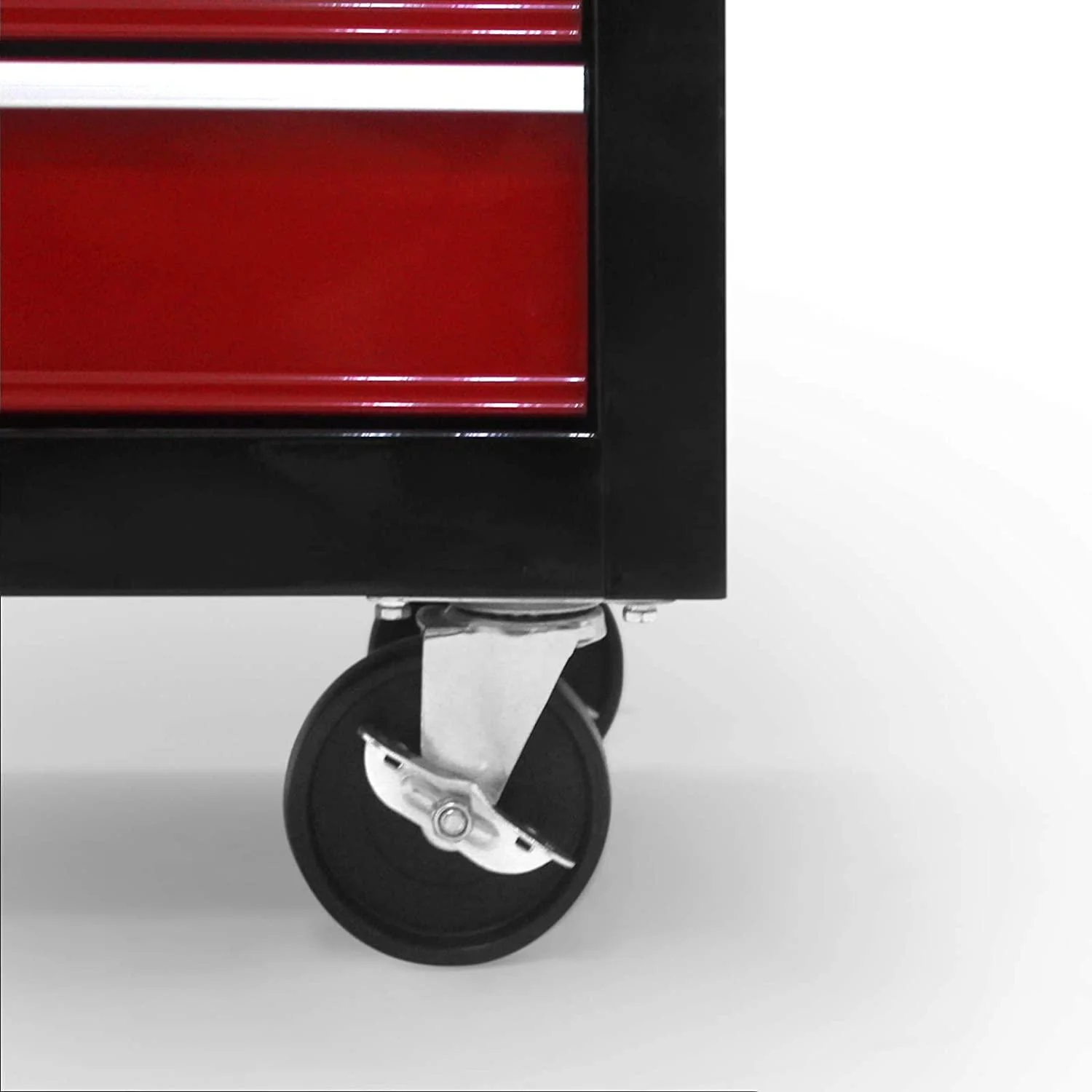 Chariot à outils 4 roulettes 2 avec frein en acier servante d atelier caisse à outils amovible 77,5 cm rouge noir 01_0000447