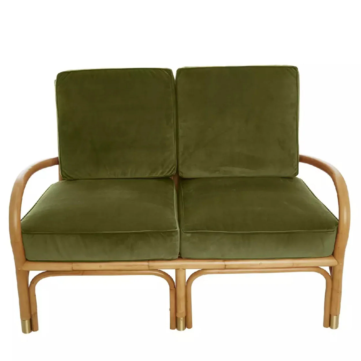 CANAP ROTIN ET VELOURS 2 PLACES