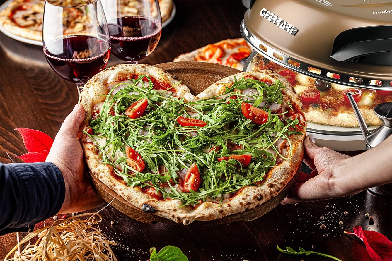 G3 Ferrari G10006 Pizza Exprimer Plaisir, Four Pizza, 1200 W, 400°C, Pierre Réfractaire (diamètre 31 cm), Minuteur 5', Livre de Recettes inclus, Noir