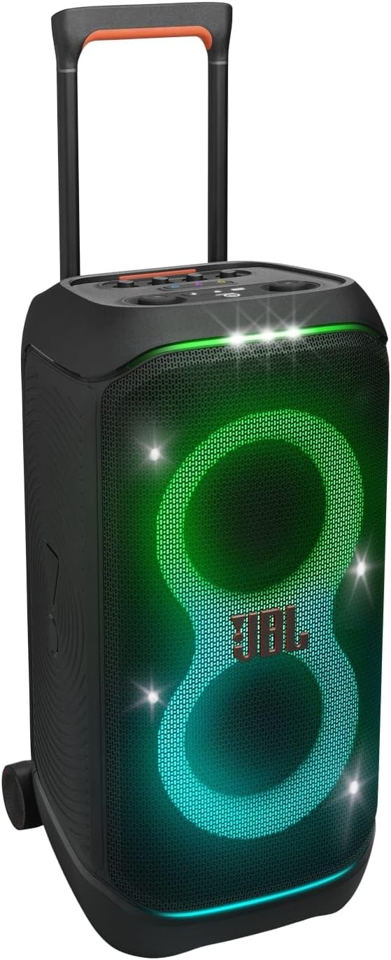 JBL PartyBox Club 120, Enceinte portable de soirée, poignée pliable ergonomique, jeu de lumières, 12 heures d'autonomie, résistante aux éclaboussures IPX4, noir, Prise européenne (Type C)