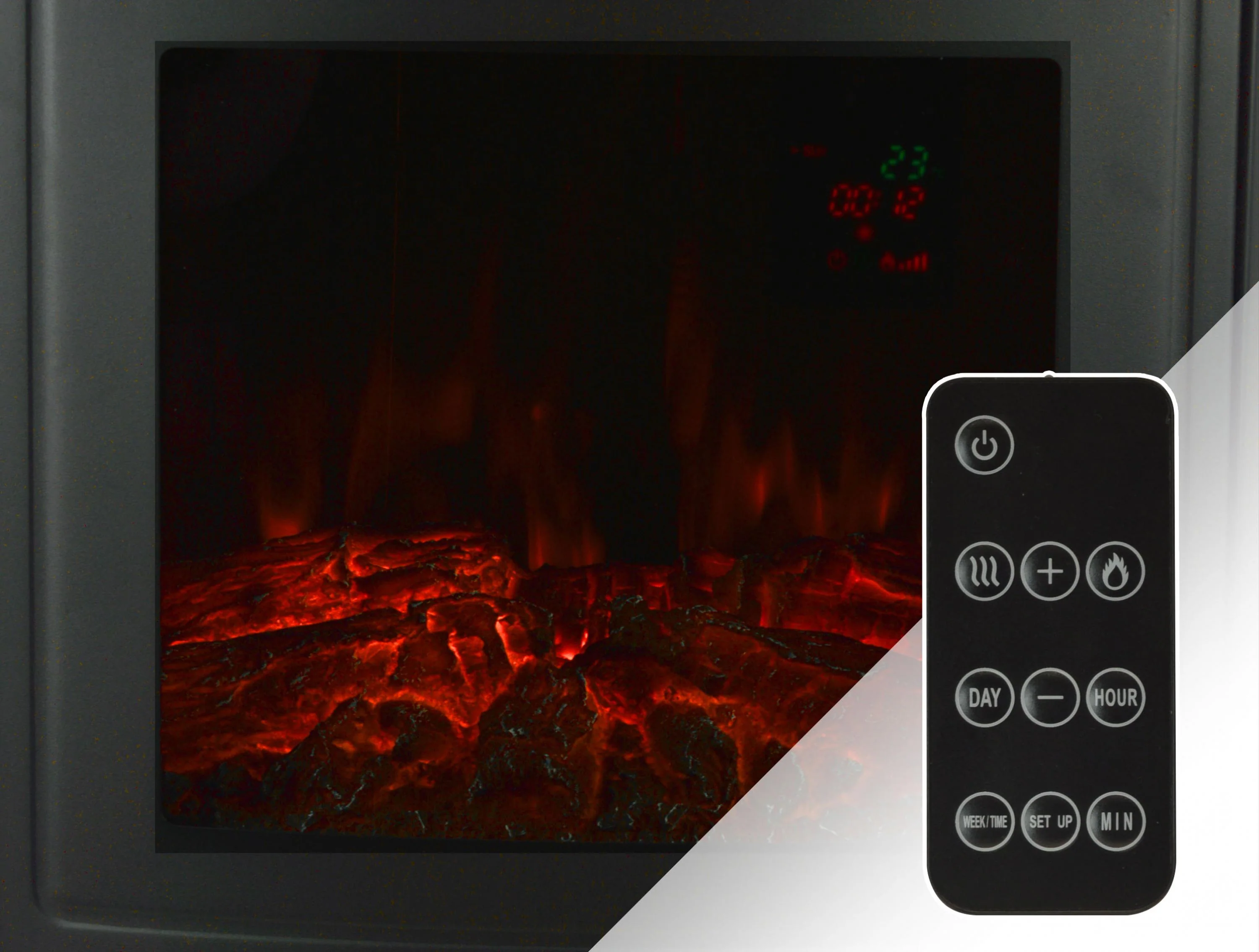 Poêle électrique en acier noir de 2000W