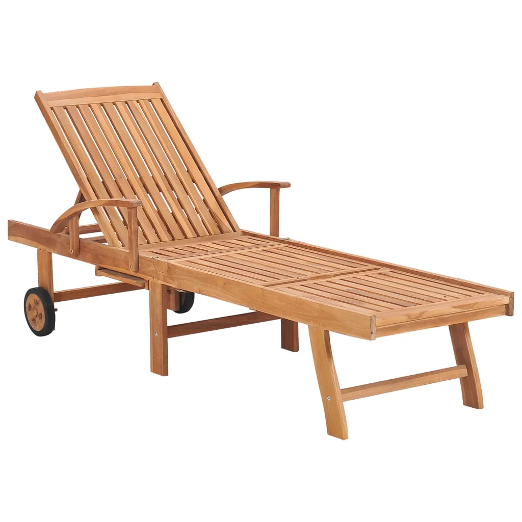 Lot de 2 transats chaise longue bain de soleil lit de jardin terrasse meuble d'extérieur avec coussin crème bois de teck solide 02_0012031