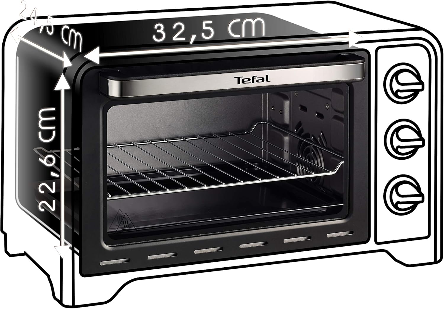 Moulinex Optimo 33L Four Electrique Chaleur tournante Noir 6 Modes de Cuisson pain pizza tartes gateaux patisseries Grille et Leche frites inclus OX464810