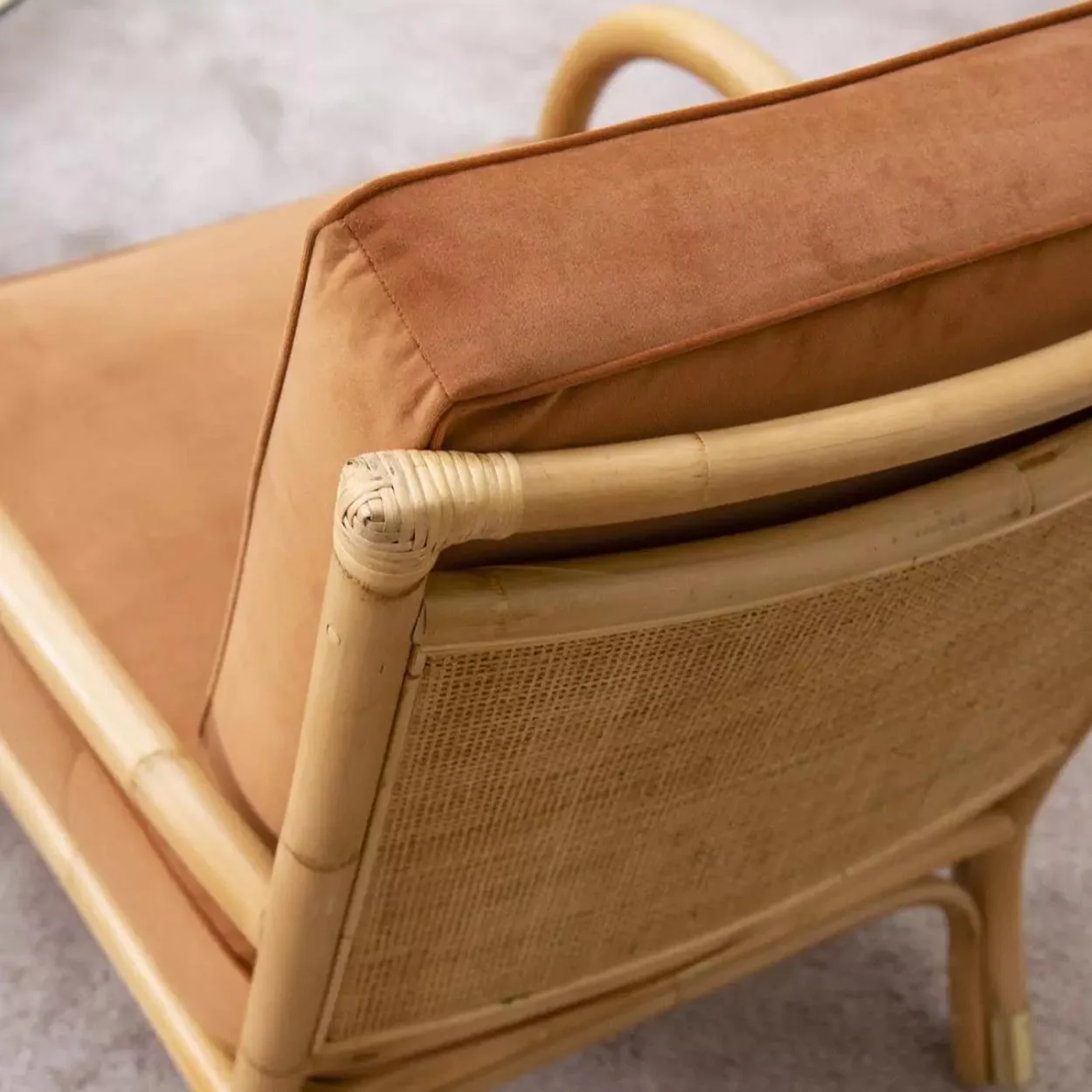 CANAP ROTIN ET VELOURS 2 PLACES