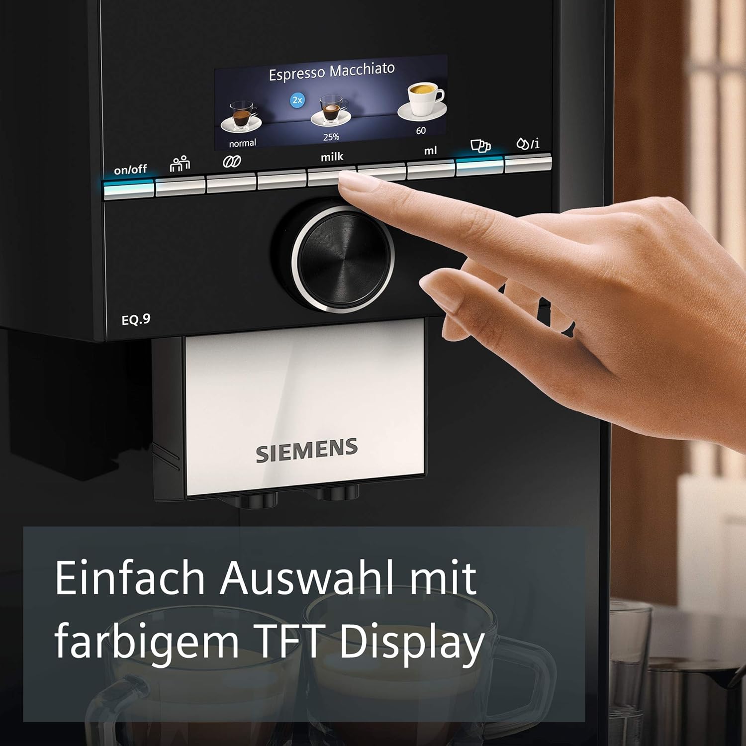 Siemens, machine à café automatique EQ900 TQ903D03, contrôle par l'application, écran tactile, mode barista, AromaBoost, réduction du bruit, broyeur premium, nettoyage à la vapeur, 1 500 W, inox