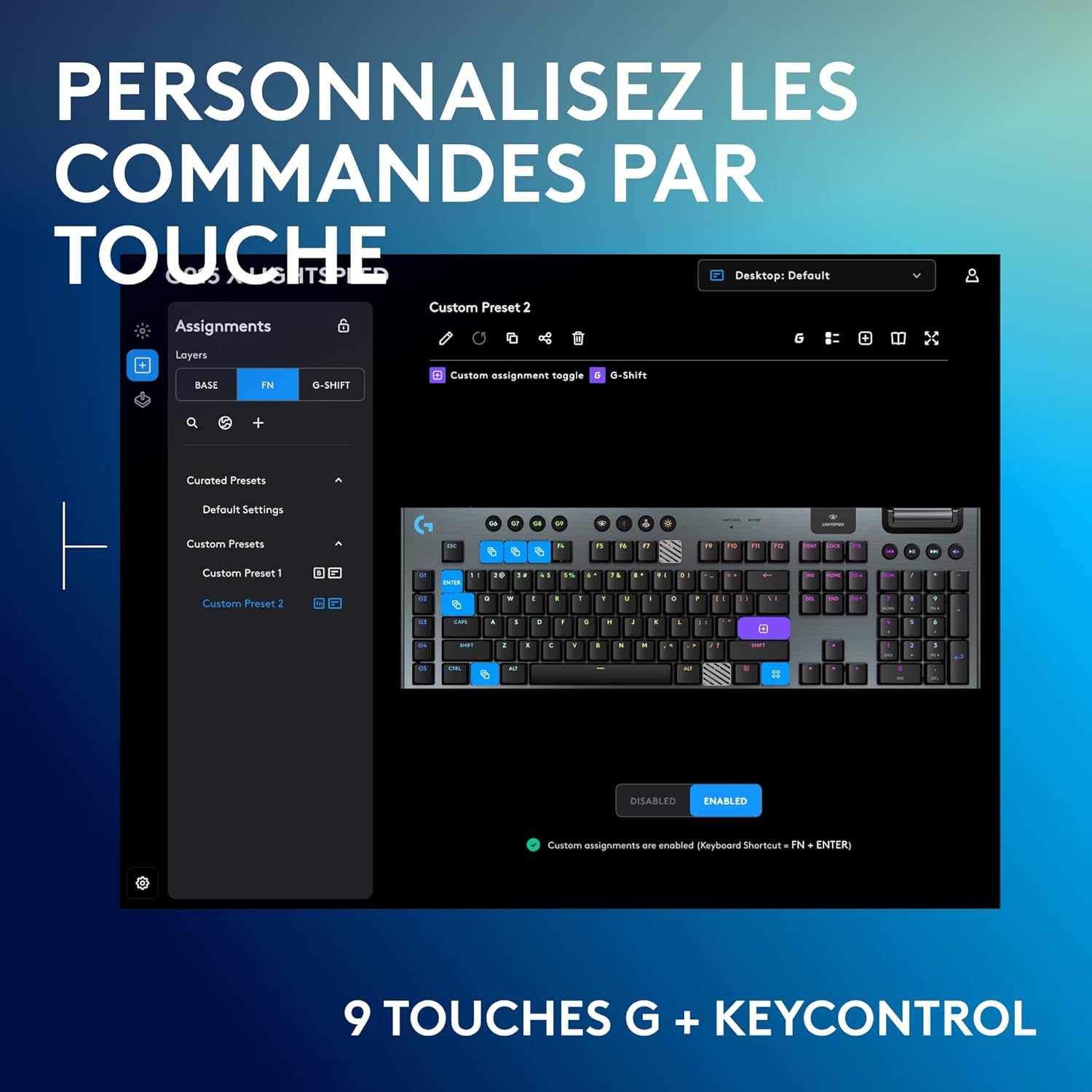 Logitech G915 TKL Tenkeyless LIGHTSPEED Clavier Gamer Mécanique, Switch ultra-plat GL Tactile, RGB LIGHTSYNC, Design élégant et mince, 40+ heures de jeu, Franais AZERTY - Noir
