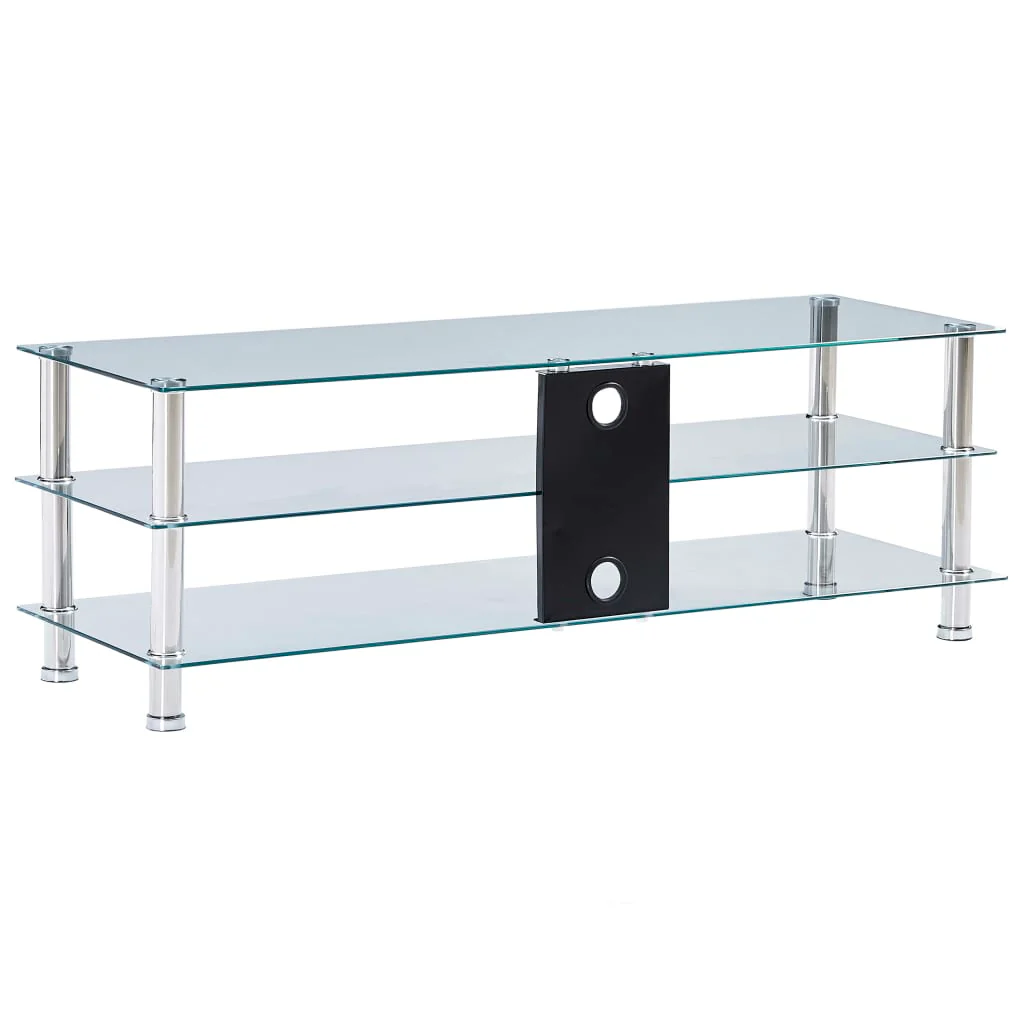 Meuble télé buffet tv télévision design pratique transparent 120 cm verre trempé 2502216