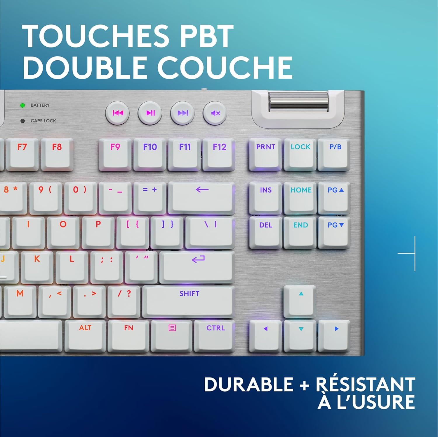 Logitech G915 TKL Tenkeyless LIGHTSPEED Clavier Gamer Mécanique, Switch ultra-plat GL Tactile, RGB LIGHTSYNC, Design élégant et mince, 40+ heures de jeu, Franais AZERTY - Noir