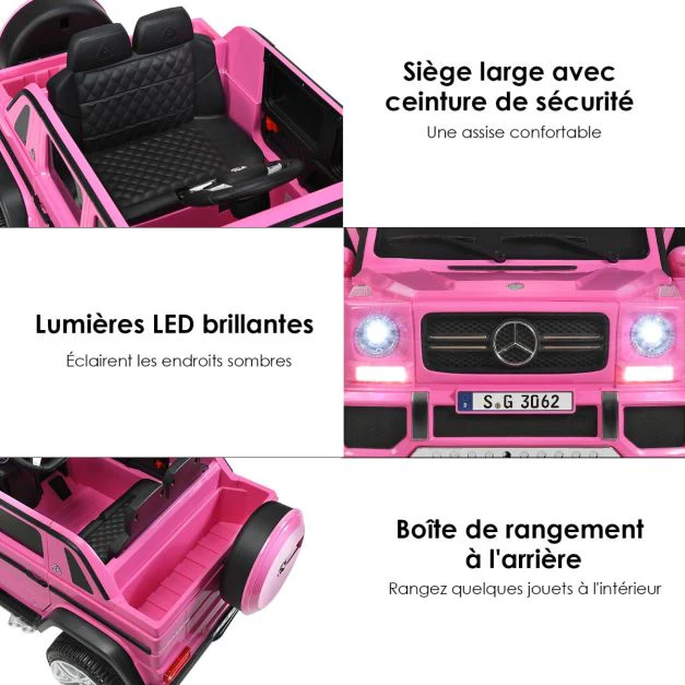 Voiture eléctrique 12 v pour enfants 2 place avec lumières led port aux usb télécommande parentale de 3 à 8 ans rose 20_0004994