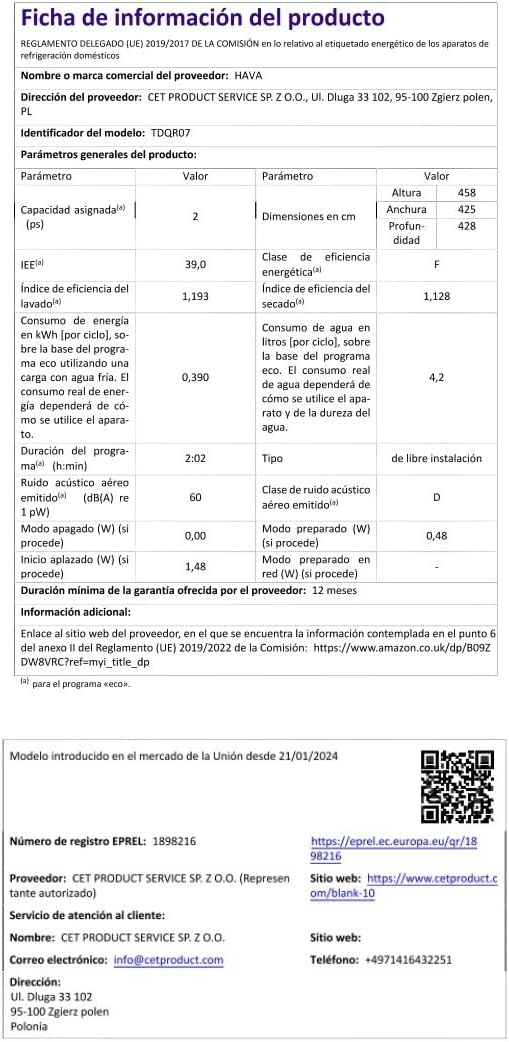 HAVA mini lave vaisselle, nouveau modèle amélioré 2024, 8 programmes de lavage, lave-vaisselle portable avec sécurité enfant et fonction de démarrage différé, réservoir d'eau de 5 L