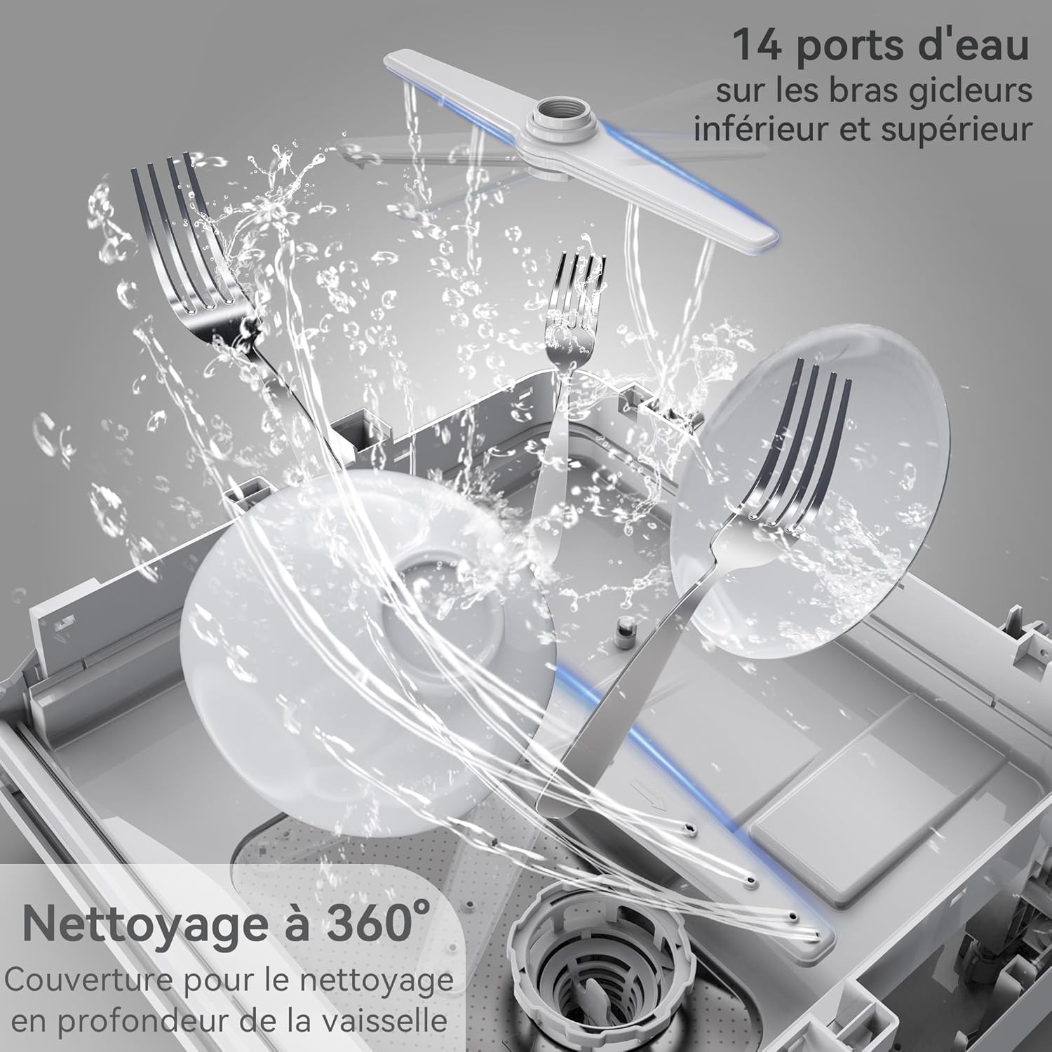 Hermitlux Mini lave-vaisselle de table, utilisable avec et sans raccordement à l'eau, largeur 43 cm, espace pour 4 couverts, camping, 175 kWh/an, blanc