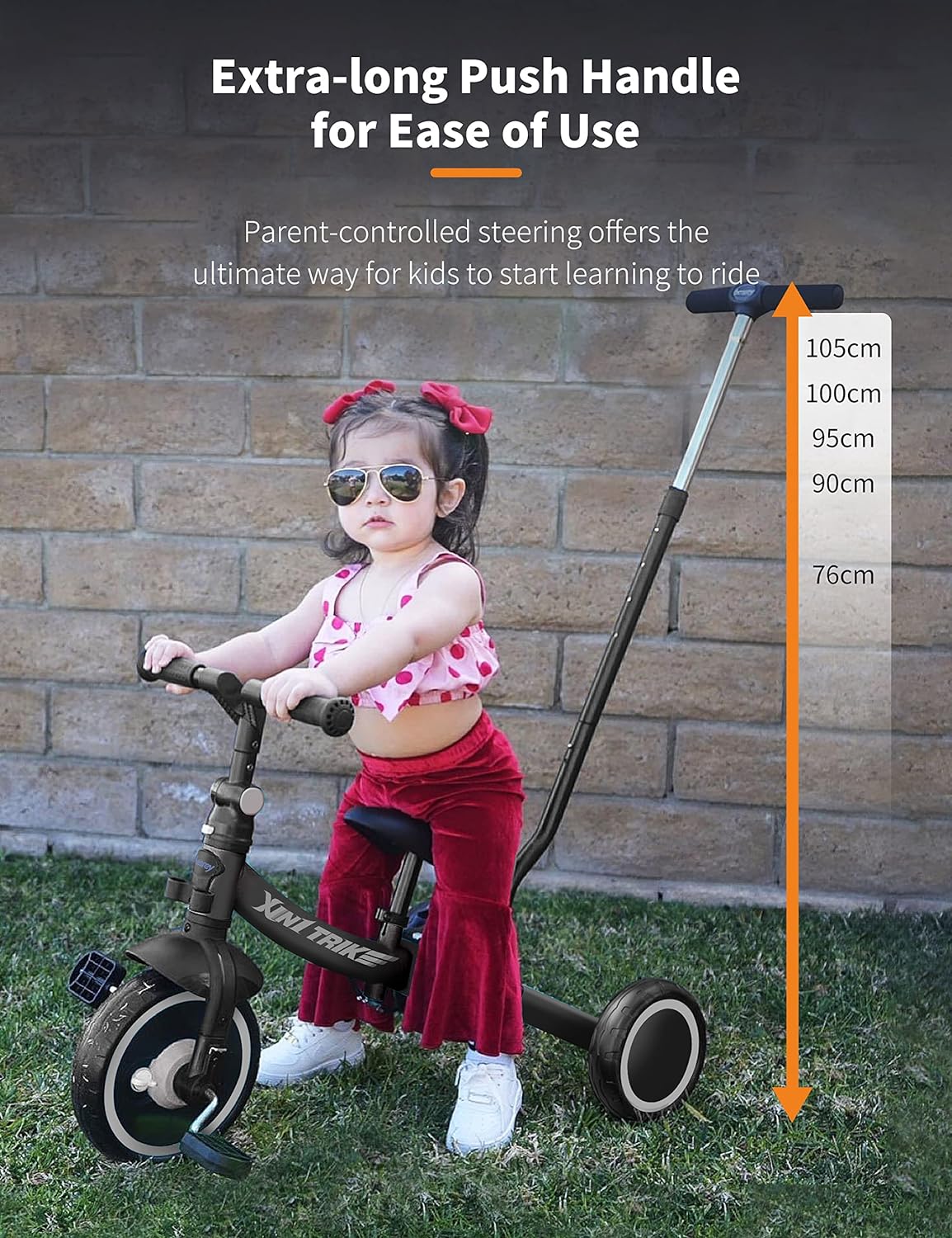 besrey 5 en 1 Tricycle Enfant bébé évolutif 1-4 Ans,Vélo Draisienne,Vélo sans Pédale,Noir