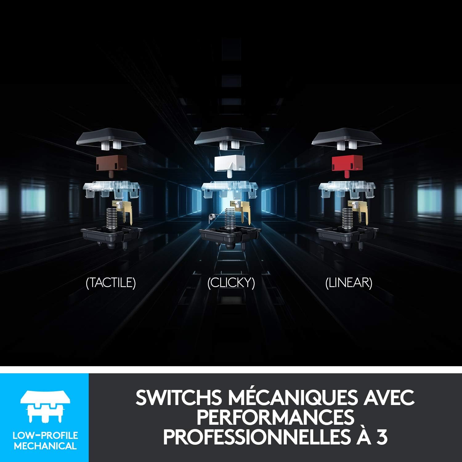 Logitech G915 TKL Tenkeyless LIGHTSPEED Clavier Gamer Mécanique, Switch ultra-plat GL Tactile, RGB LIGHTSYNC, Design élégant et mince, 40+ heures de jeu, Franais AZERTY - Noir