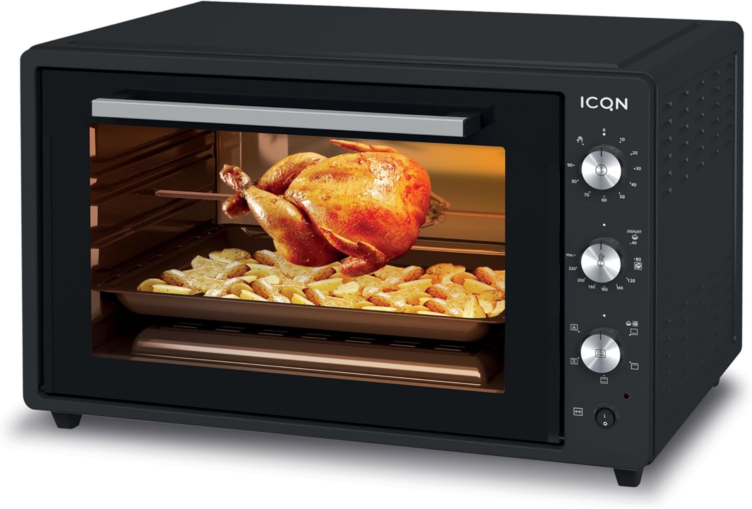ICQN Mini Four Electrique 60l, 5 Fonctions, 40°-230°C, 2000 W, Anthracite Noir