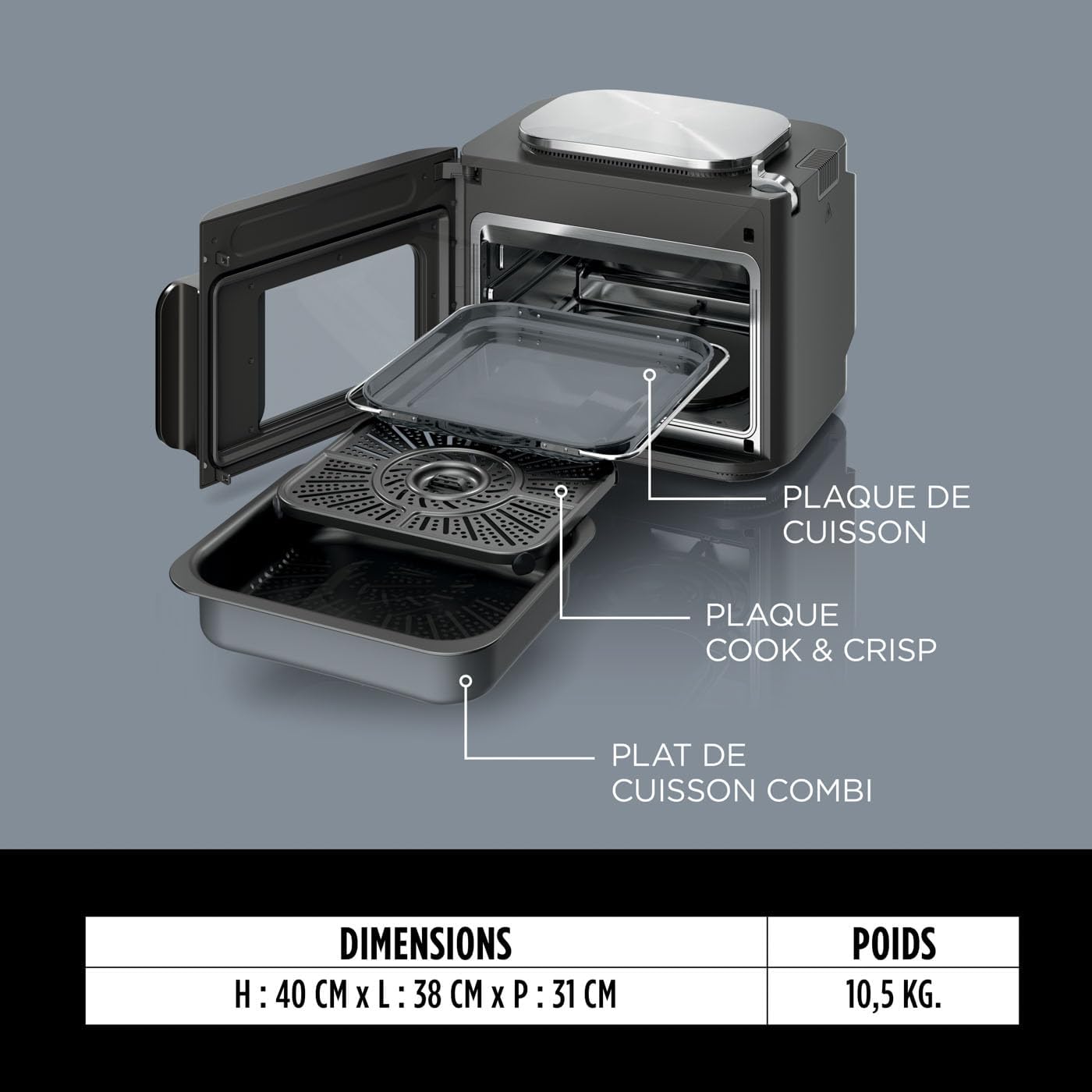 Ninja Combi 12-en-1 Multicuiseur, Four, Autocuiseur et Friteuse sans huile, 12 Fonctions de Cuisson, Repas de Taille Familiale en 15 Minutes, avec Plateau de Cuisson, Guide de Recettes, Gris, SFP700EU