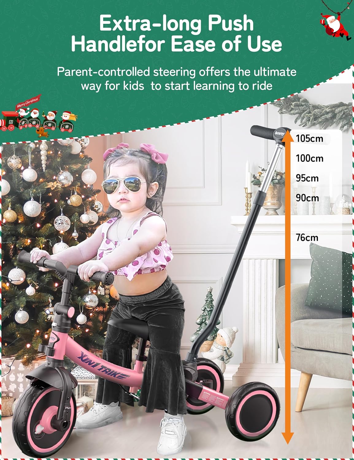 besrey 5 en 1 Tricycle Enfant bébé évolutif 1-4 Ans,Vélo Draisienne,Vélo sans Pédale,Noir