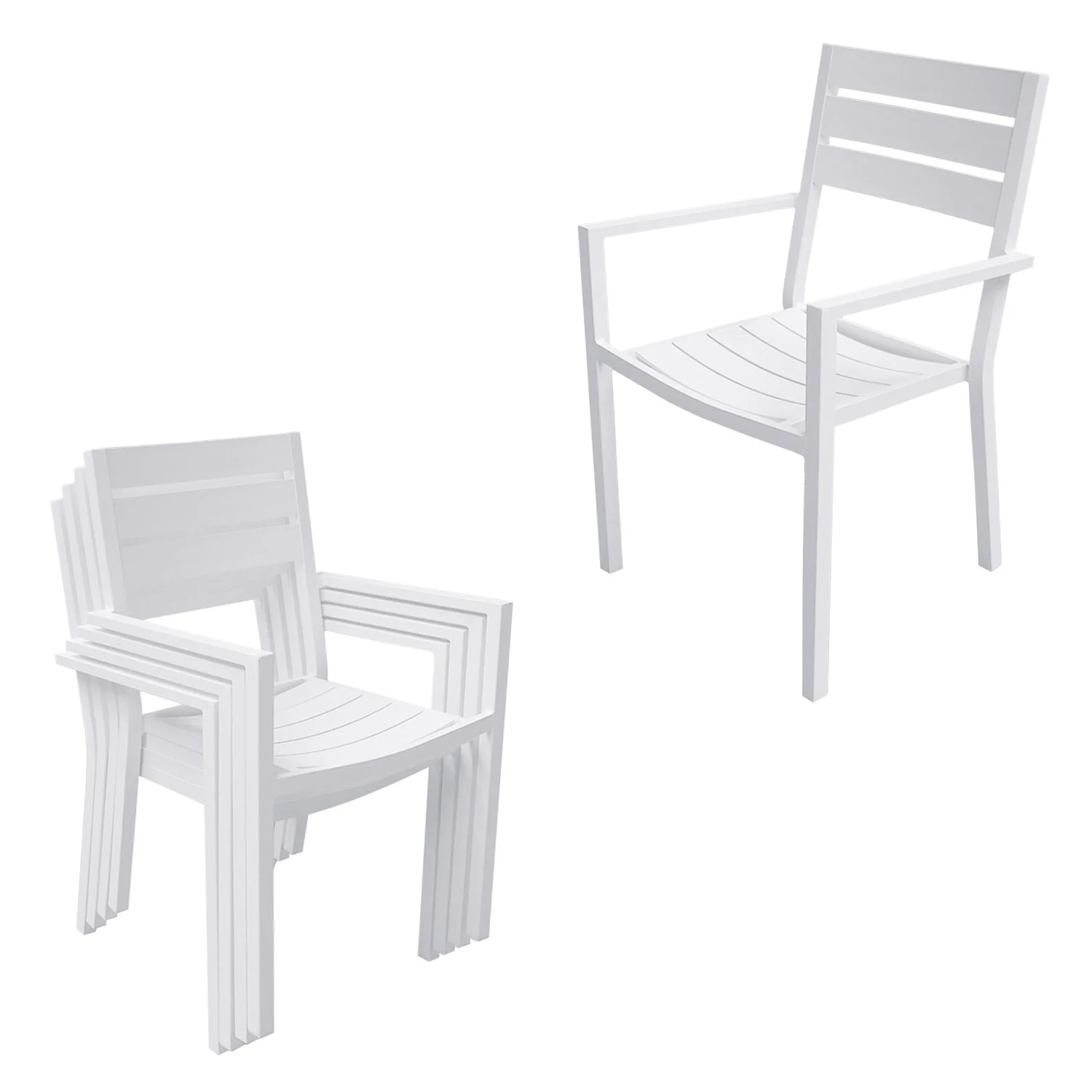 Salon de jardin VENEZIA extensible 90/180 en aluminium blanc - 8 places Happy Garden