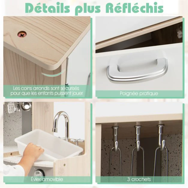 Cuisine enfants en bois XXL angle 105 x 49 x 85 cm ( l x l x h ) cuisine complet avec four lave linge 3 an+ 20_0006460