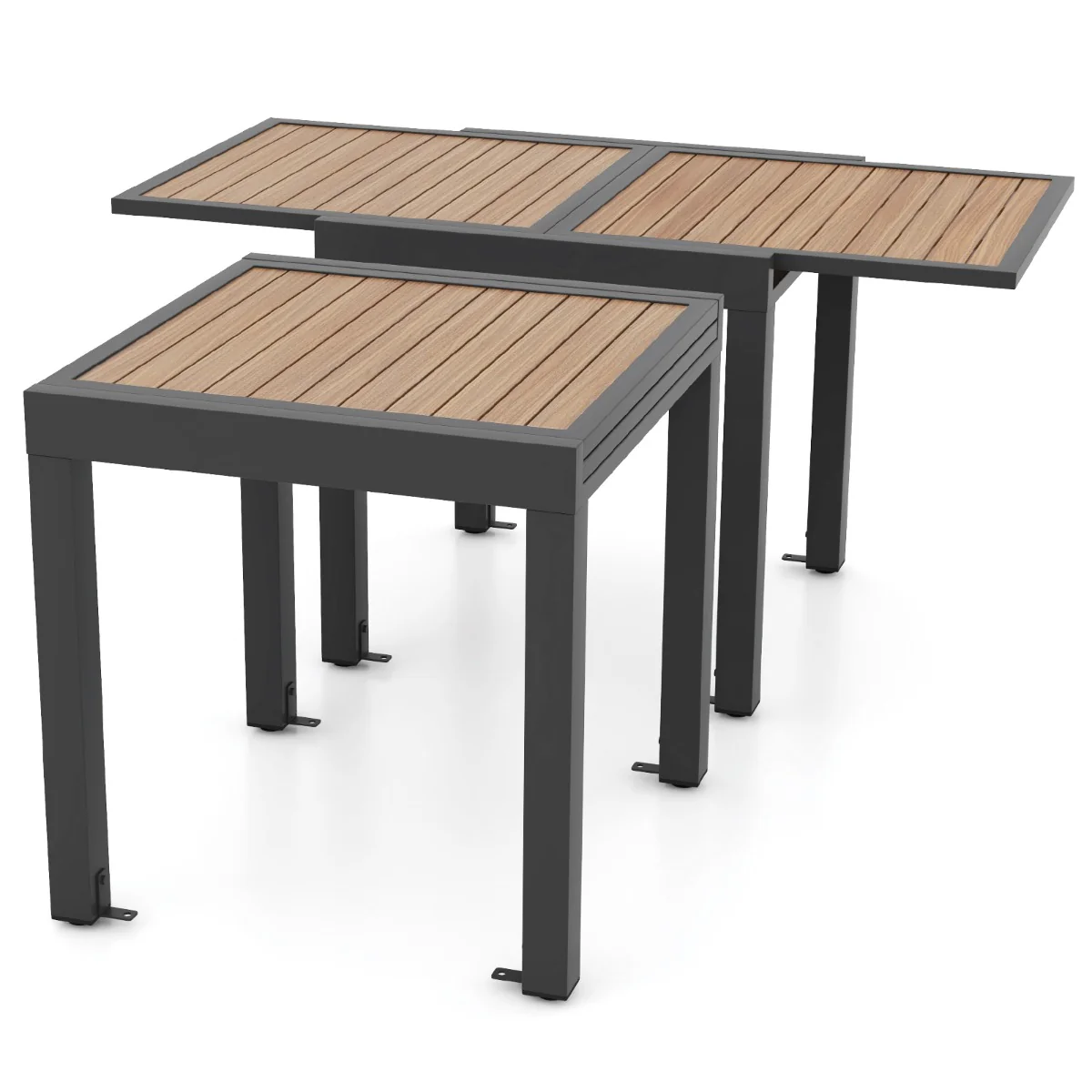 Table de jardin extensible en aluminium ajustable de 80 à 160 cm table à manger extérieure rectangulaire pour 4-6 personnes naturel 20_0009421