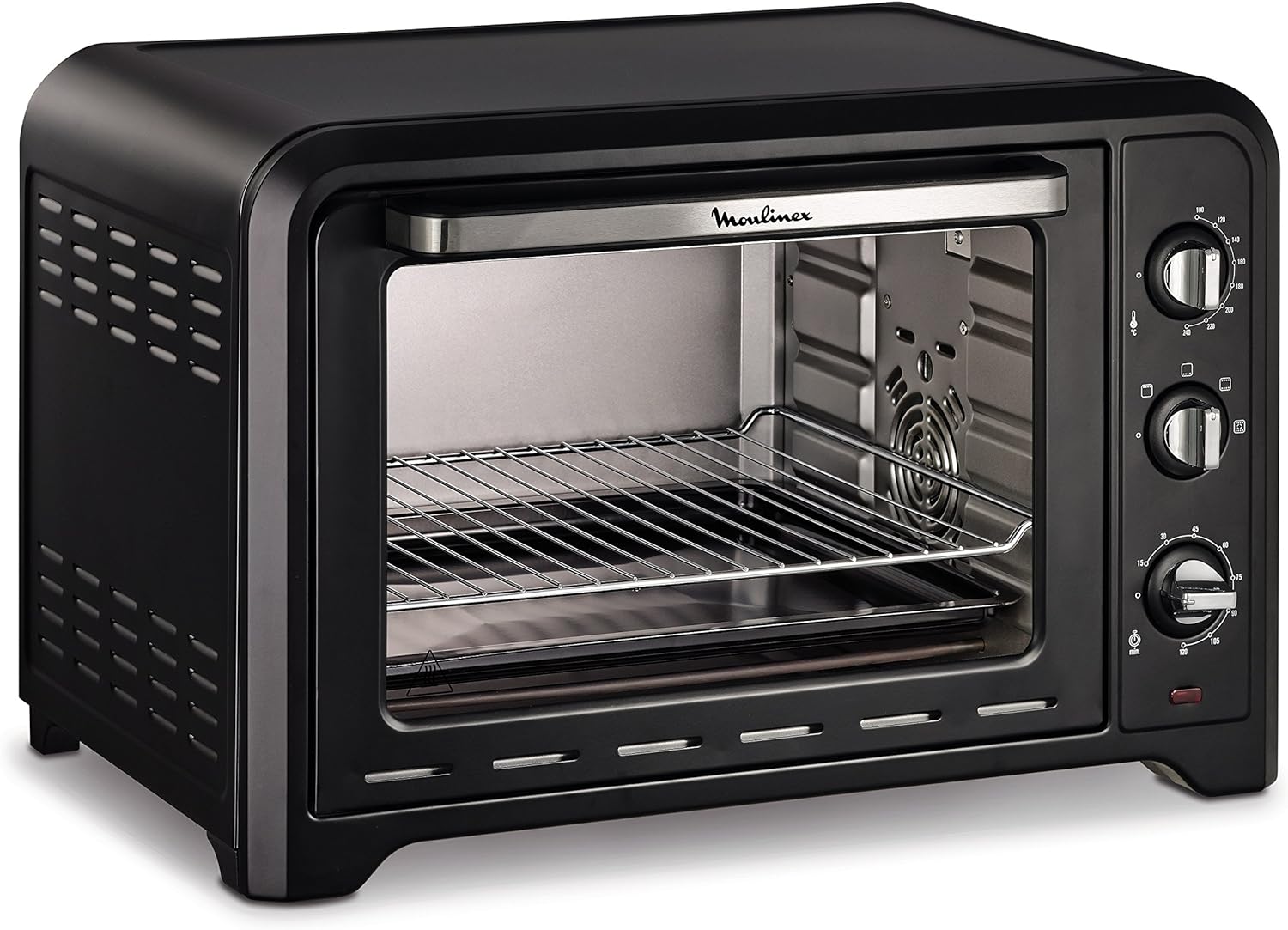 Moulinex Optimo OX484810 - Four à convection de 39 L, 6 modes de cuisson avec thermostat jusqu'à 240 ° et minuterie jusqu'à 120 minutes, plaque de cuisson et grilles réversibles, design compact