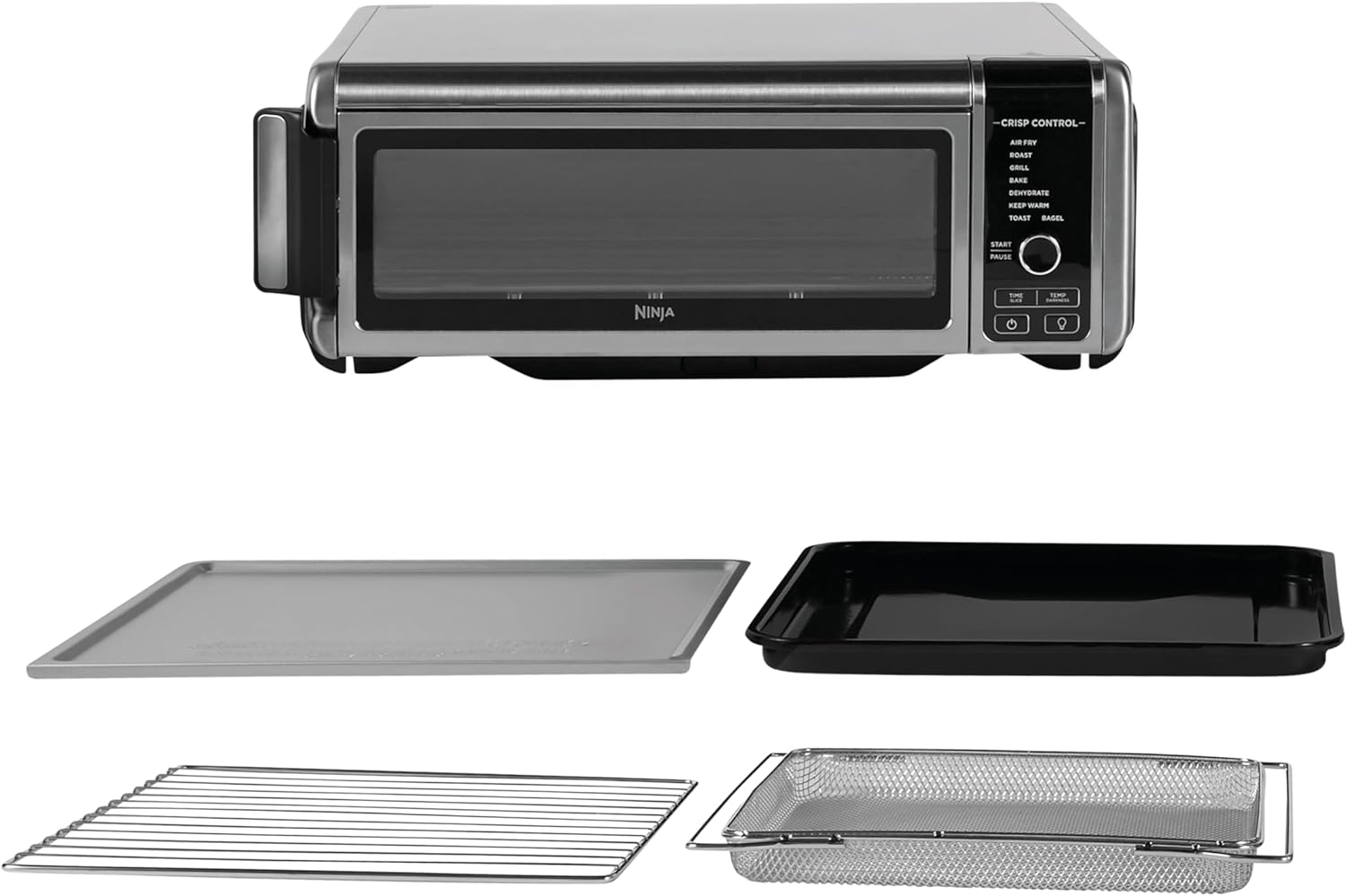 Ninja Foodi Four Multifonctions 8-en-1, Mini four portable, surfaces de travail, four multifonctions avec 8 fonctions de cuisson ; Air Fry, Rtir, Griller, Cuire et plus encore. Argent/Noir SP101EU