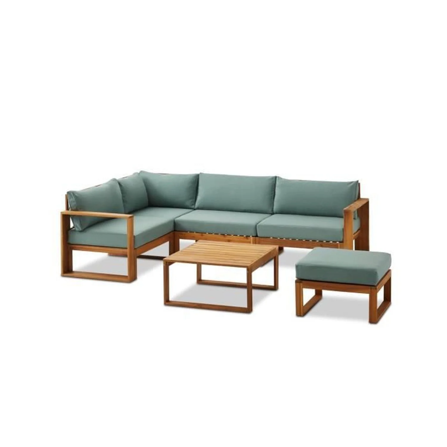 Salon de jardin en acacia fsc 6 personnes - vert d'eau Youdoit