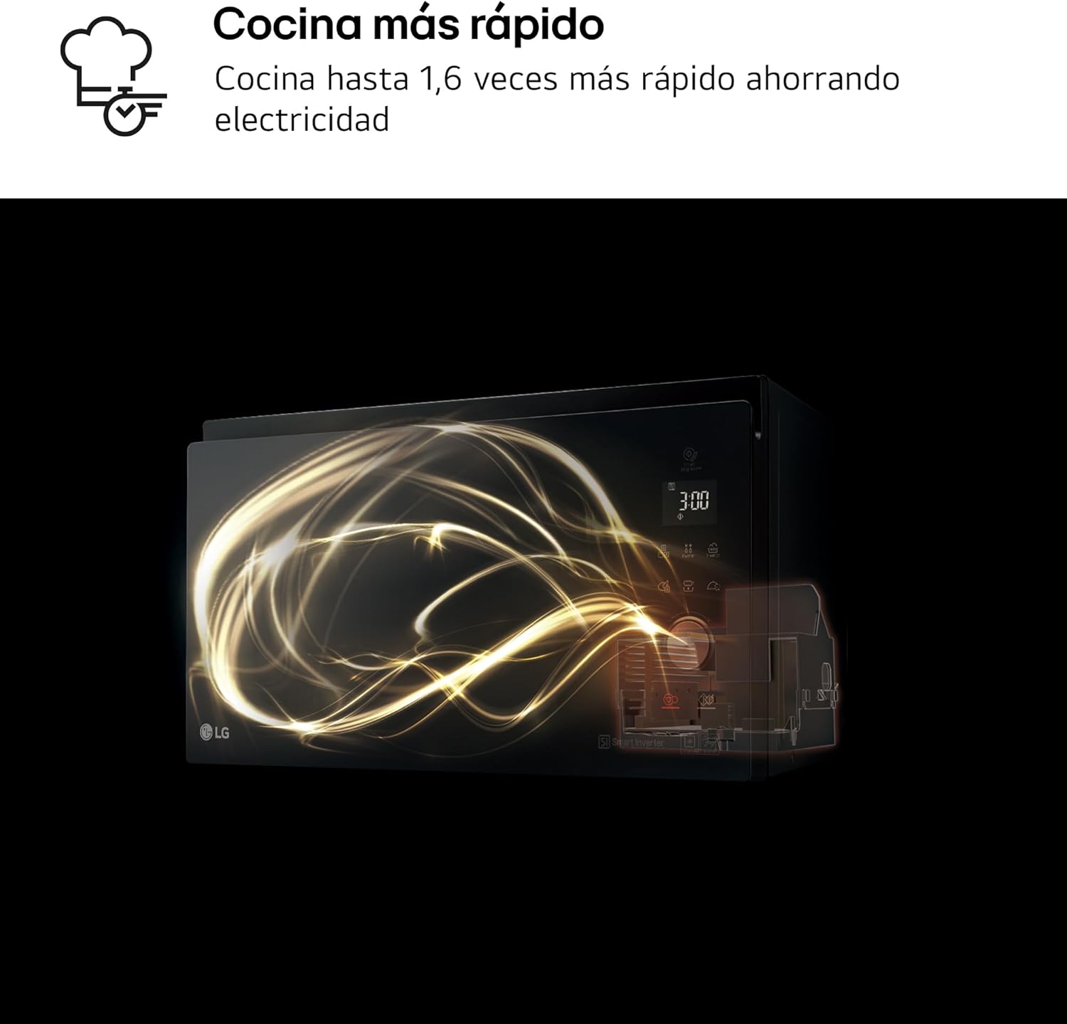 LG MH6535GDS Comptoir de cuisine Four à micro-ondes Smart Inverter avec gril à quartz, 25 L, 1000 W, programmes automatiques, niveaux de puissance réglables, cuisson à vapeur, noir