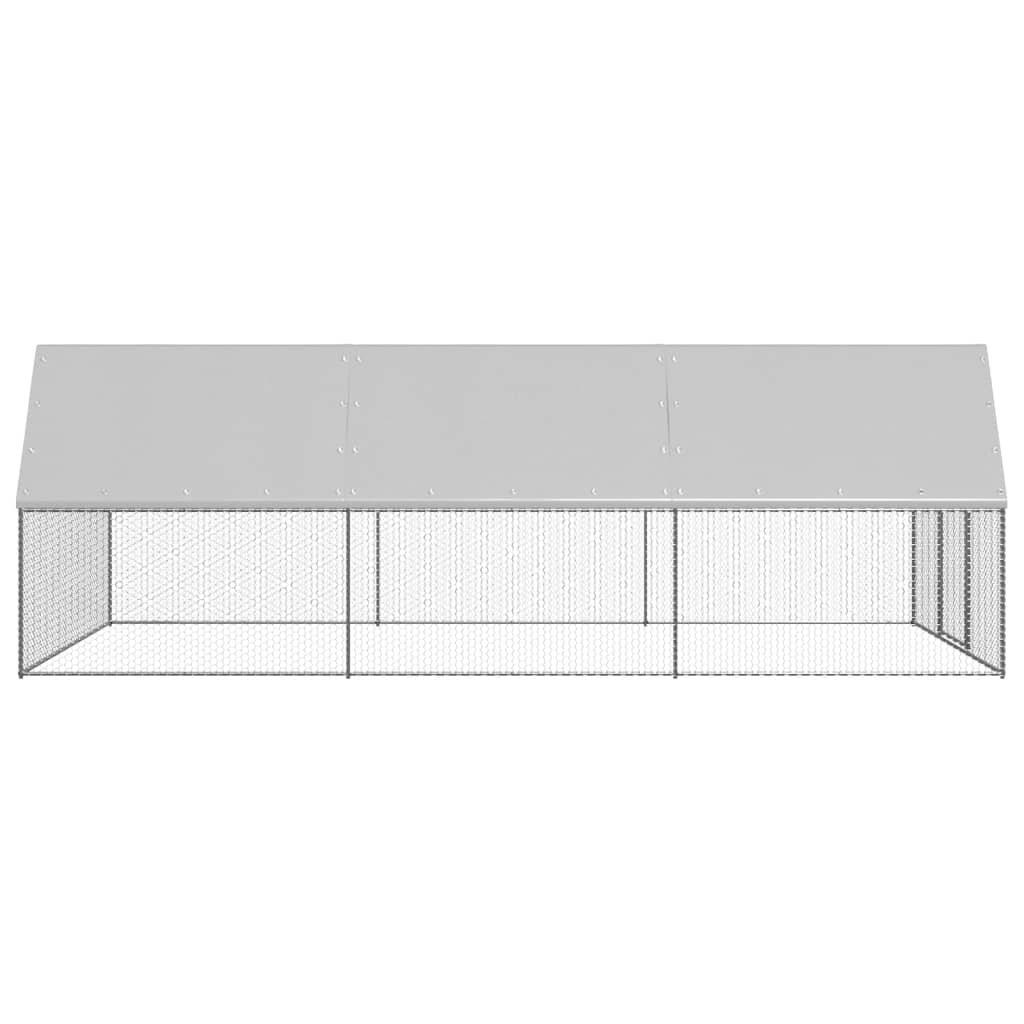 Poulailler d'extérieur 3 x 6 x 2 m acier galvanisé toit en PE 02_0001695