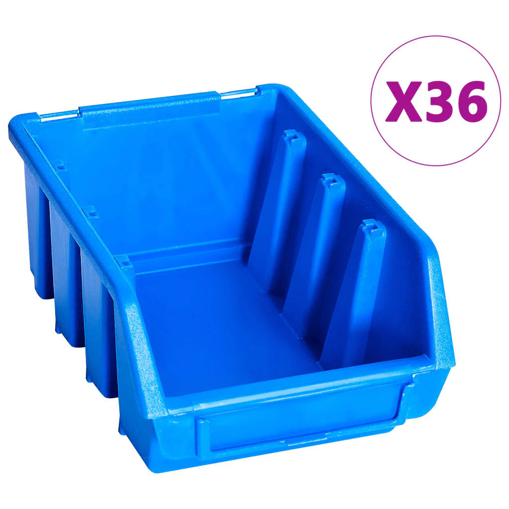 Kit de bacs de stockage avec panneaux muraux 96 pièes bleu 02_0003842