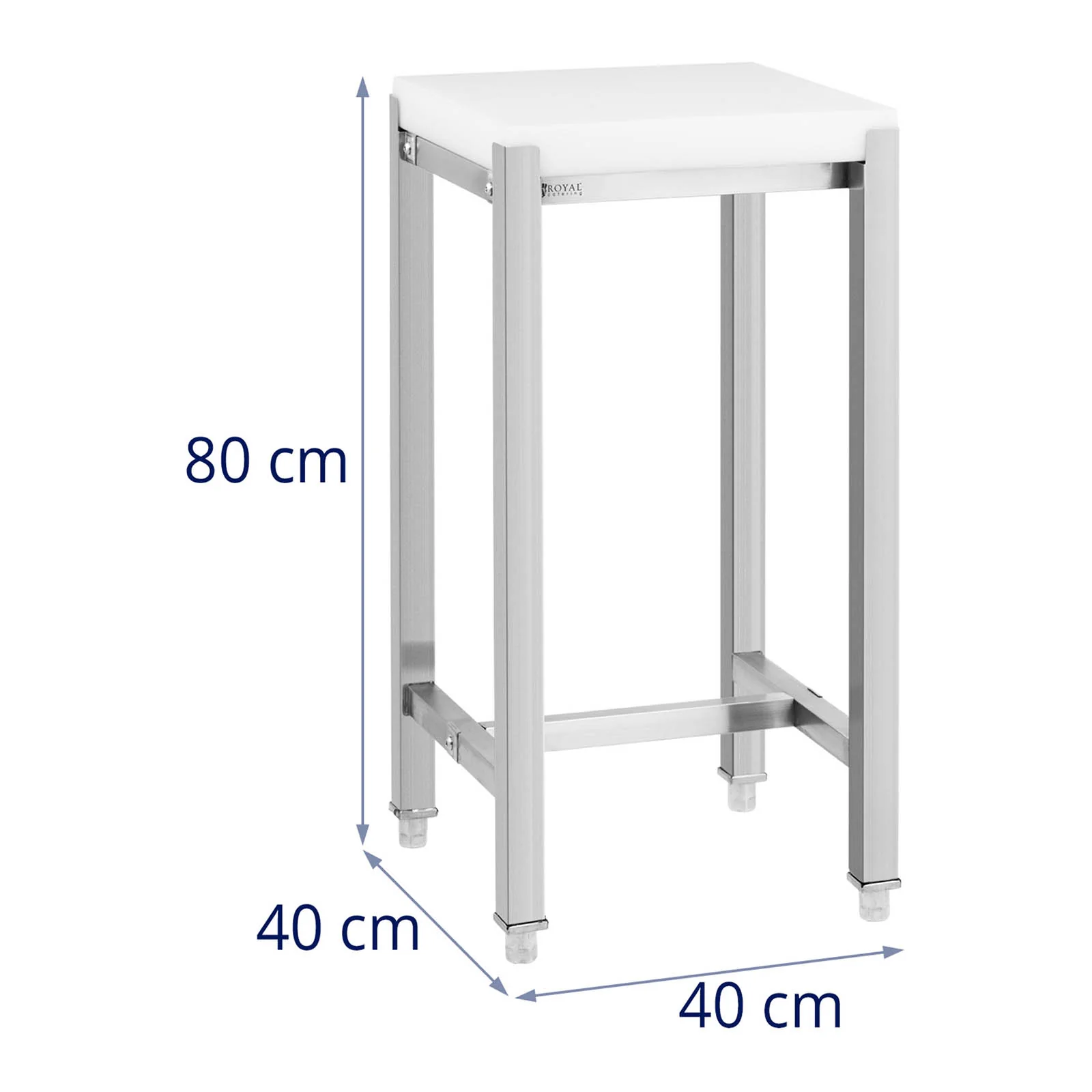 Billot boucherie 40 x 40 cm hauteur de travail 80 cm acier inoxydable / plastique (polyéthylène) 14_0004508