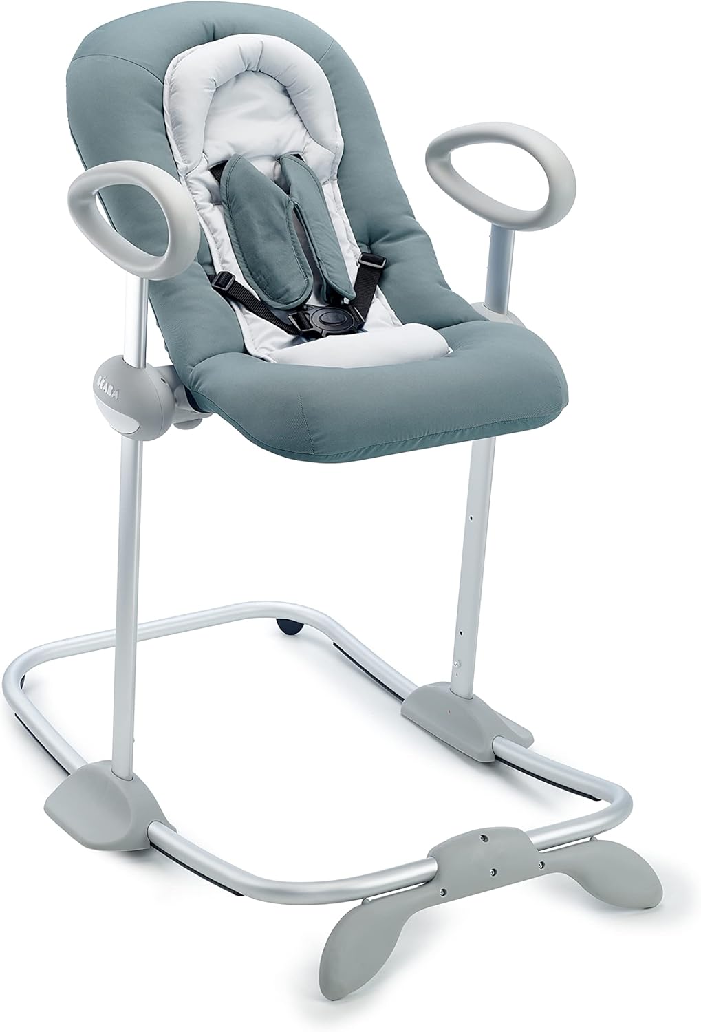 Béaba, Transat Up & Down IV, Transat Réglable en Hauteur, Unisexe pour Bébé et Enfants, 3 Positions d'Inclinaison, Harnais Sécurité 5 Points, Réducteur de Naissance, Gris minéral et miel