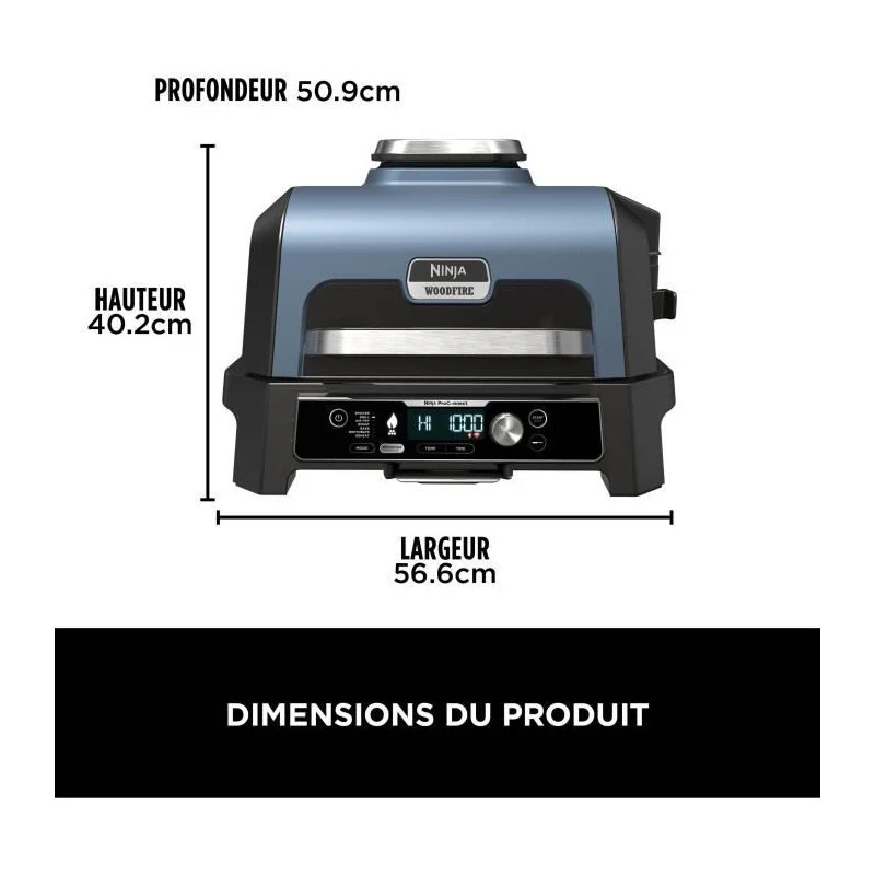 Barbecue électrique Avec Fumoir Et Thermosonde - Ninja - Woodfire Pro Connect Xl - Og901eu - Granulés Woodfire Ninja