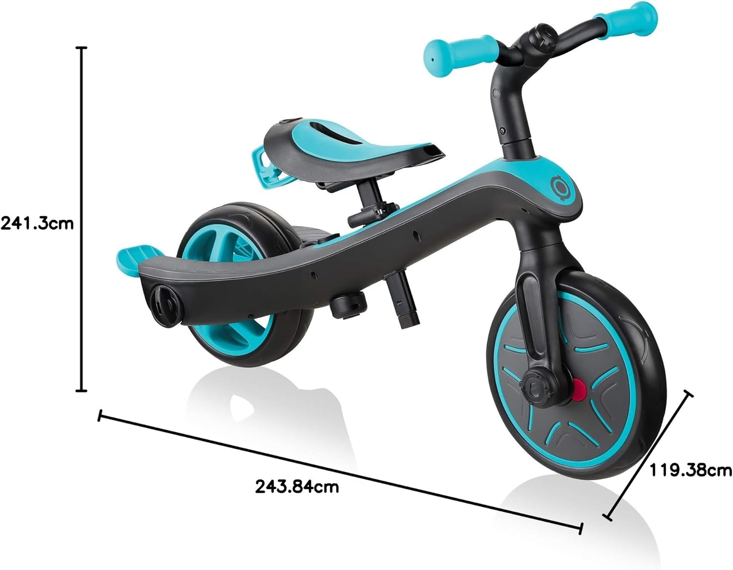 Globber - EXPLORER TRIKE 4 en 1 - Tricycle évolutif & draisienne pour les tout-petits gés de 10m+ à 5 ans + , Bleu Canard