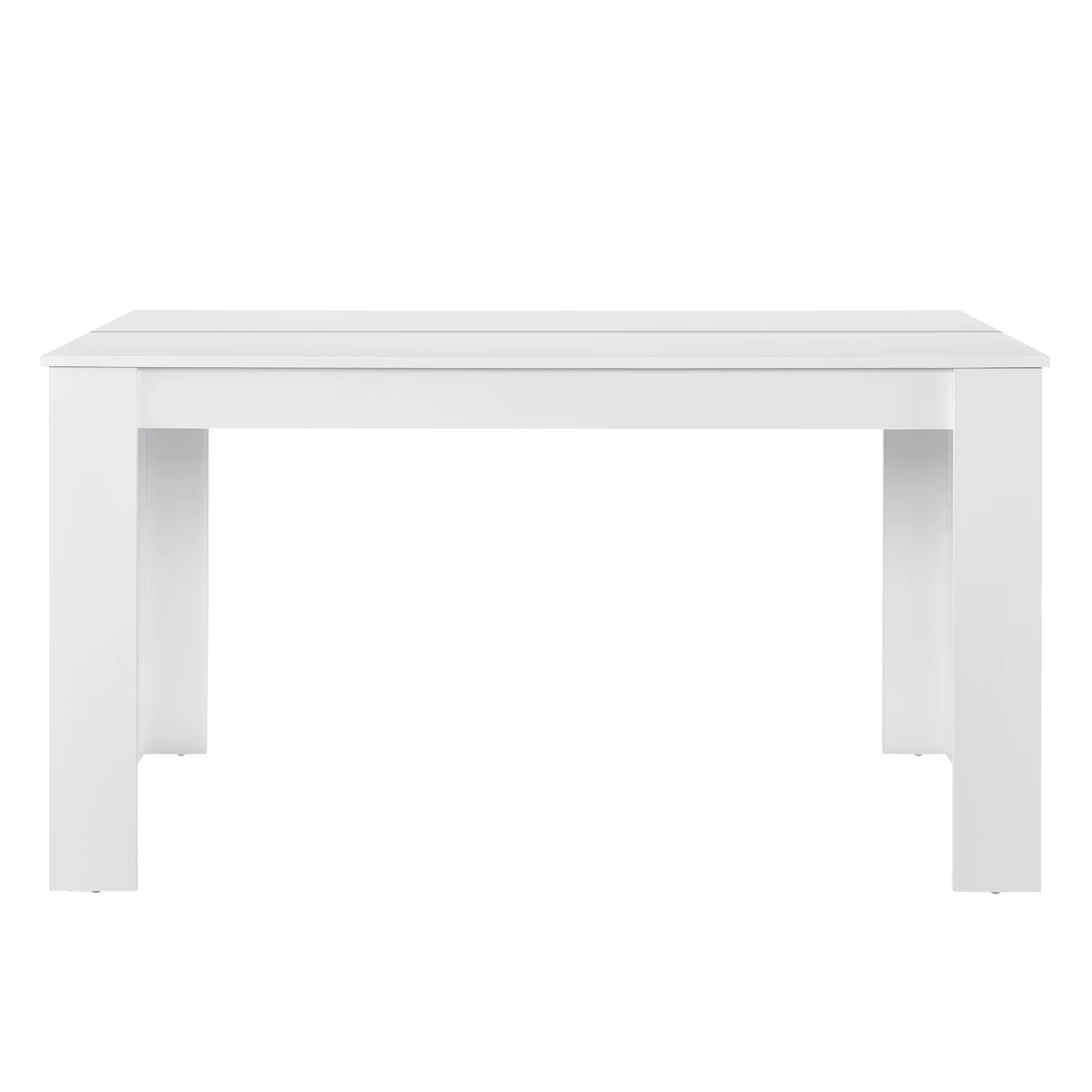 Table à manger blanc mat avec 6 chaises crème cuir-synthétique rembourré 140x90 cm 03_0004020