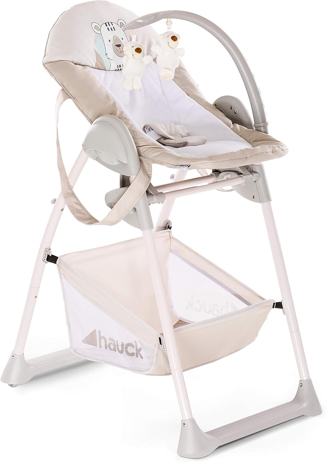 Hauck Chaise Haute Bébé Sit N Relax, Inclus Transat Bebe avec Arche de Jeux, Siège Enfant avec Plateau, Chssis Réglable en Hauteur avec Roues et Panier, Pliable - Wild Panda