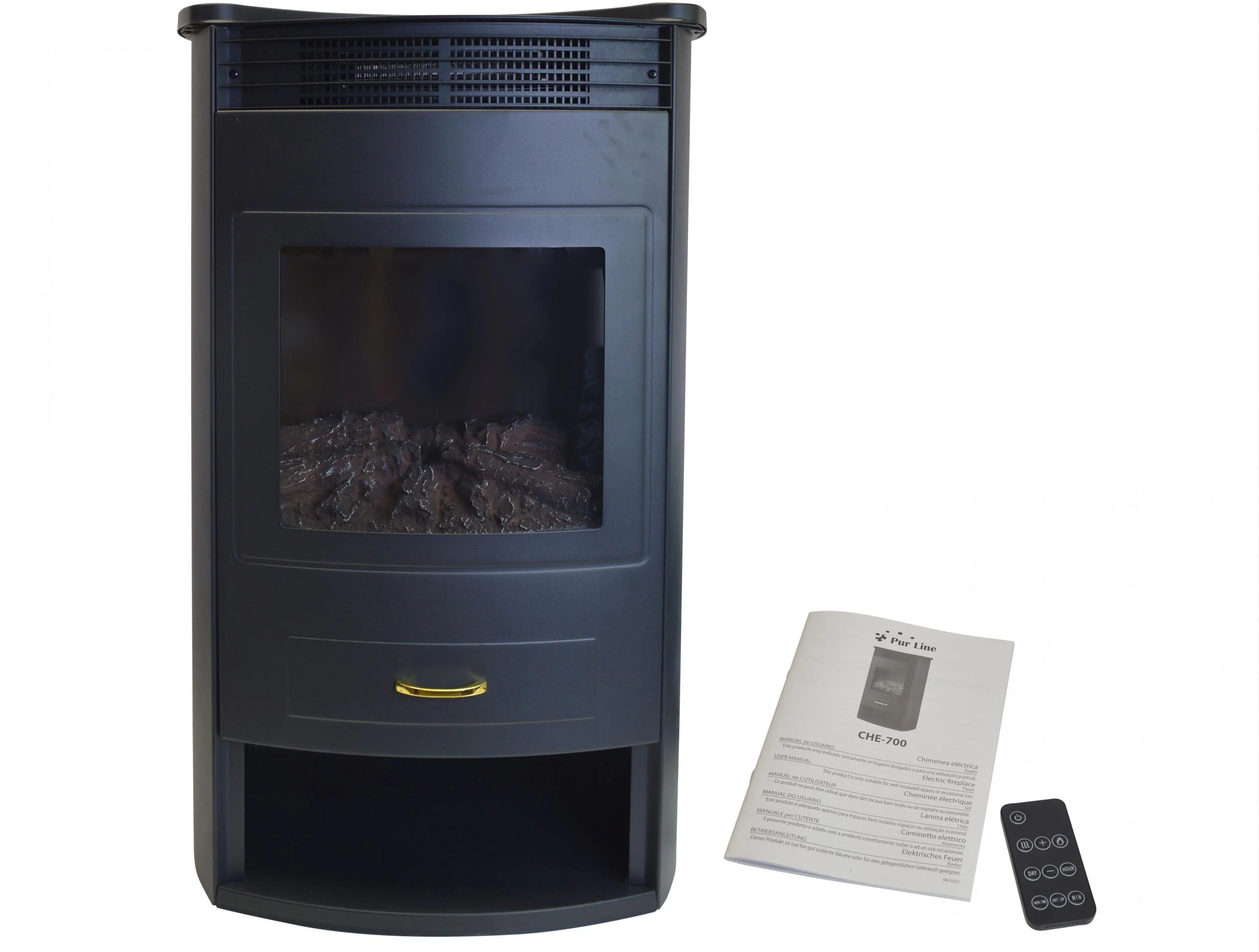 Poêle électrique en acier noir de 2000W